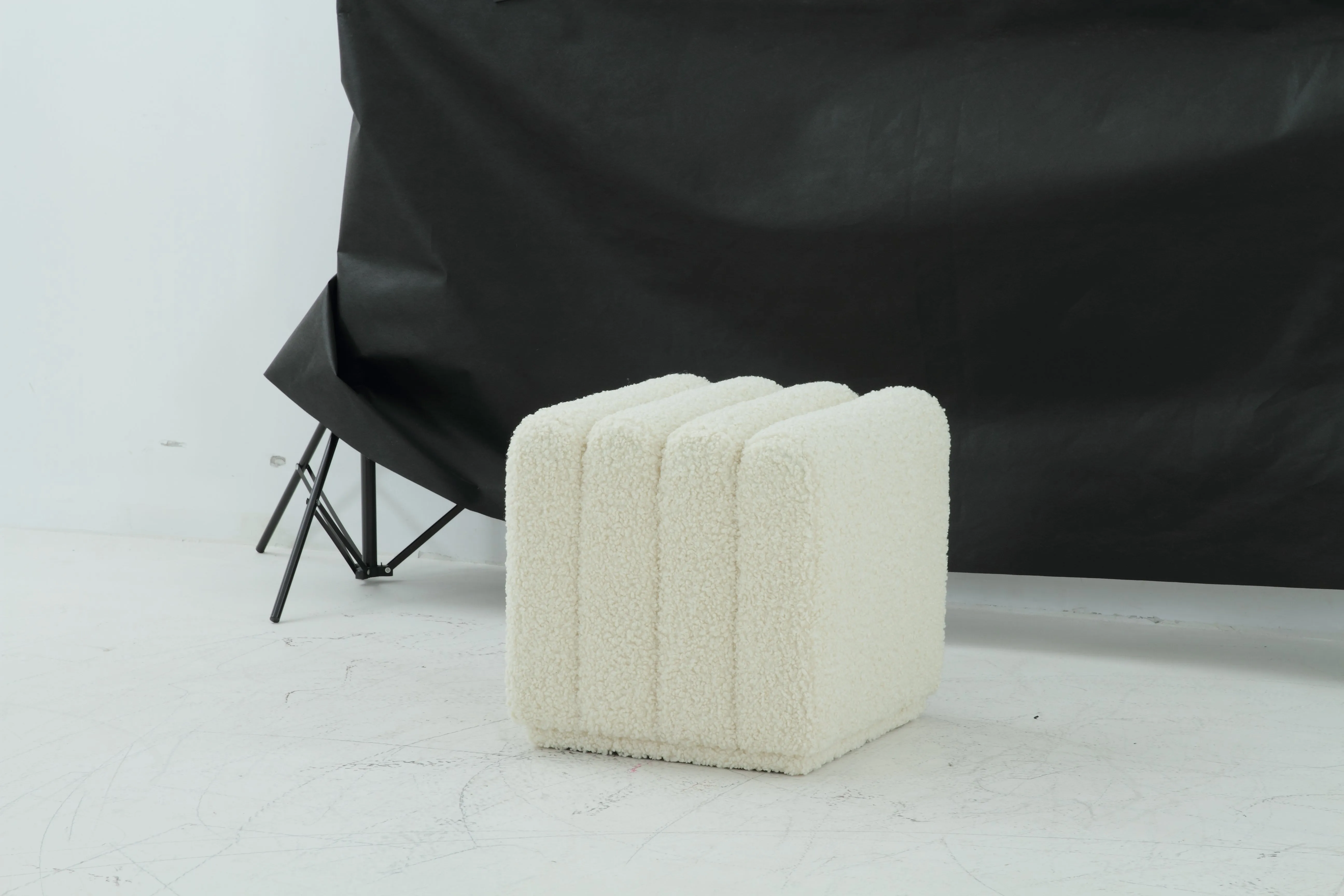 Rolls Boucl Cream Ottoman