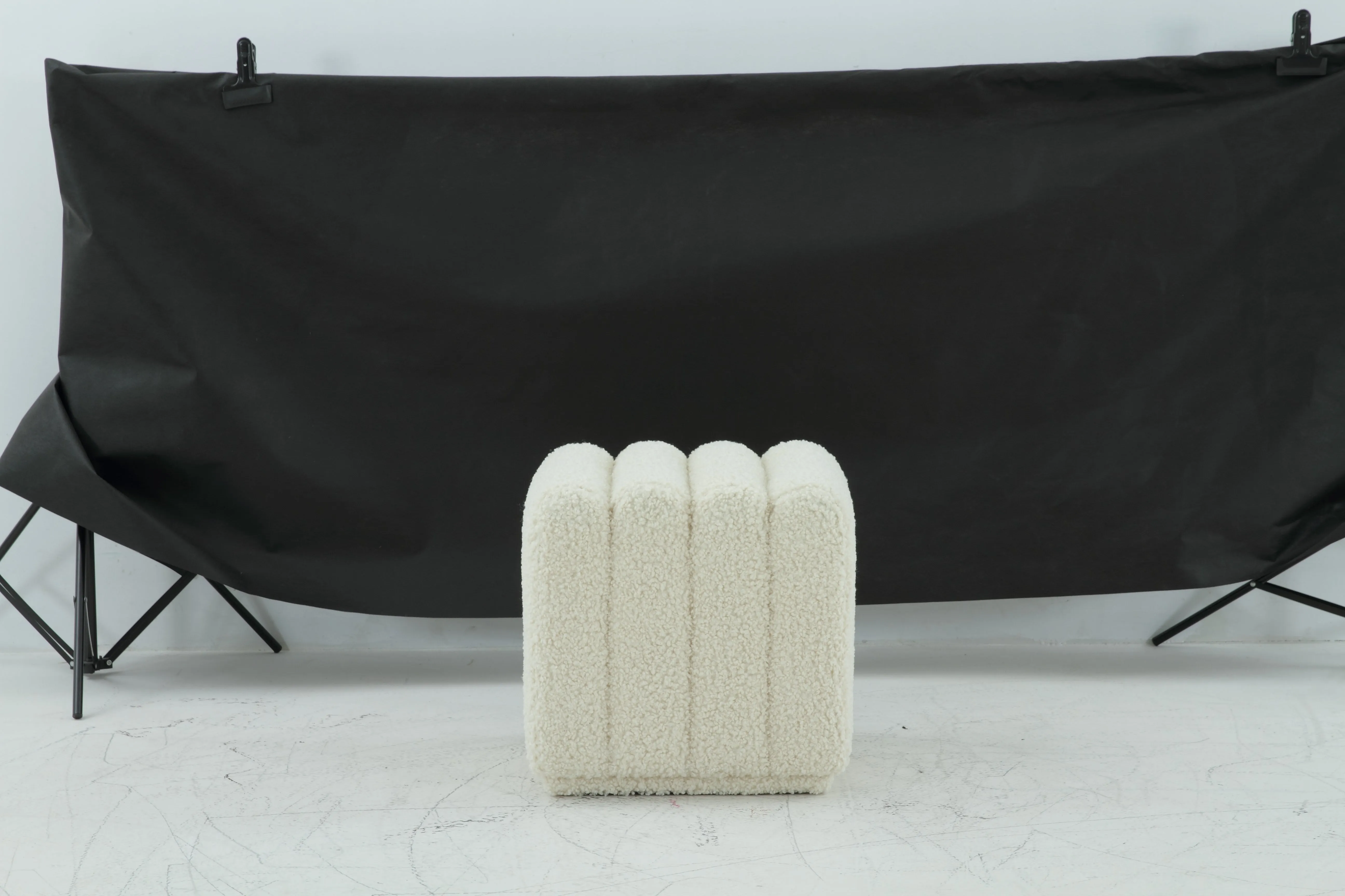 Rolls Boucl Cream Ottoman