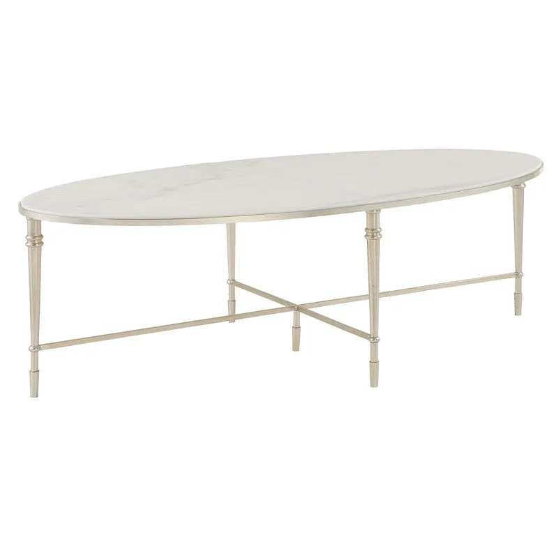 ROSHN 140 W x 43 H x 71 D Oval Coffee Table - Natural Marble Top