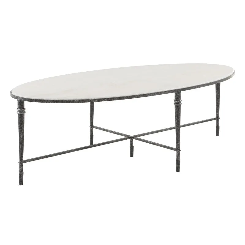 ROSHN 140 W x 43 H x 71 D Oval Coffee Table - Natural Marble Top