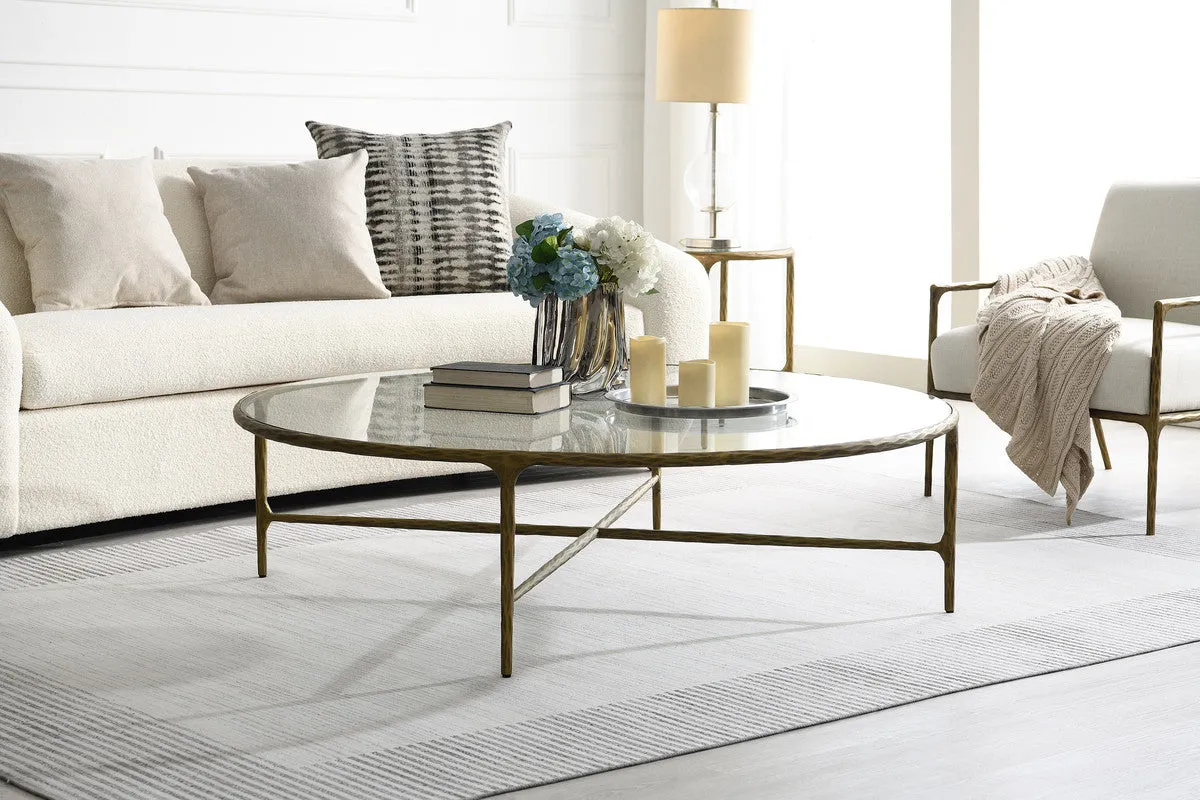 Round Black Coffee Table with Glass Top