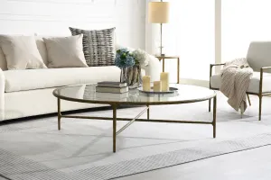 Round Black Coffee Table with Glass Top