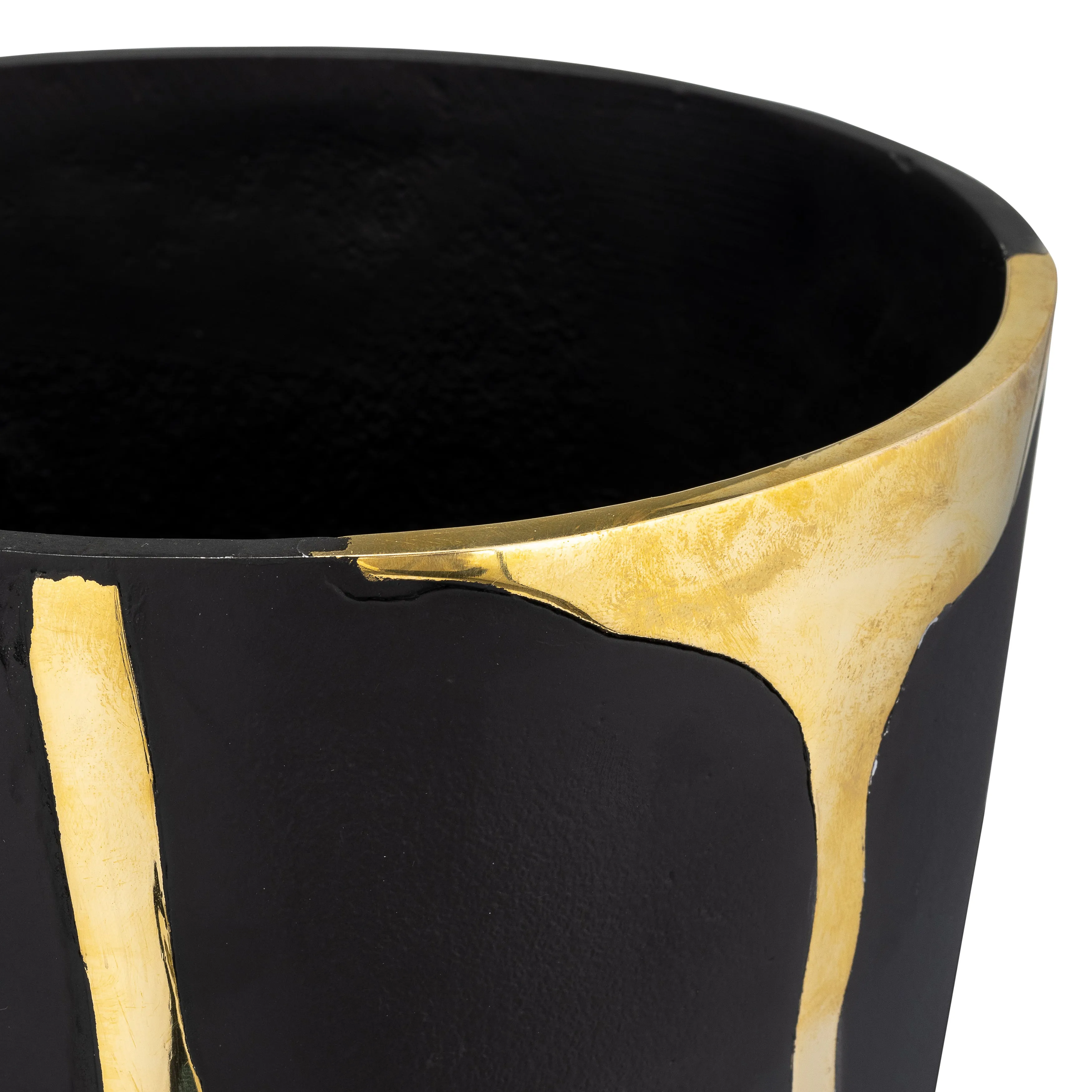 S/2 9/14", METAL  CRACKED DESIGN  VASES, BRASS/CHA