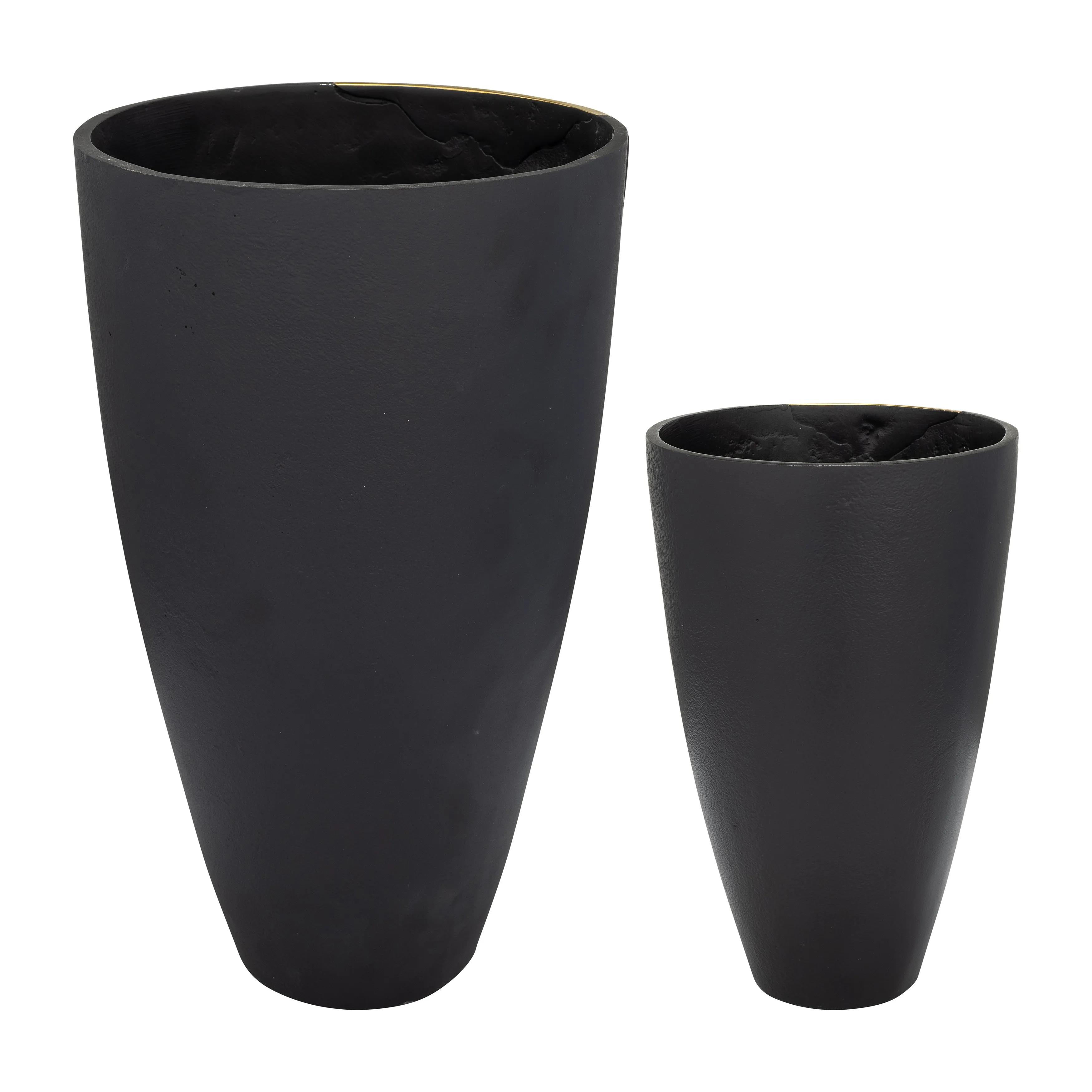 S/2 9/14", METAL  CRACKED DESIGN  VASES, BRASS/CHA