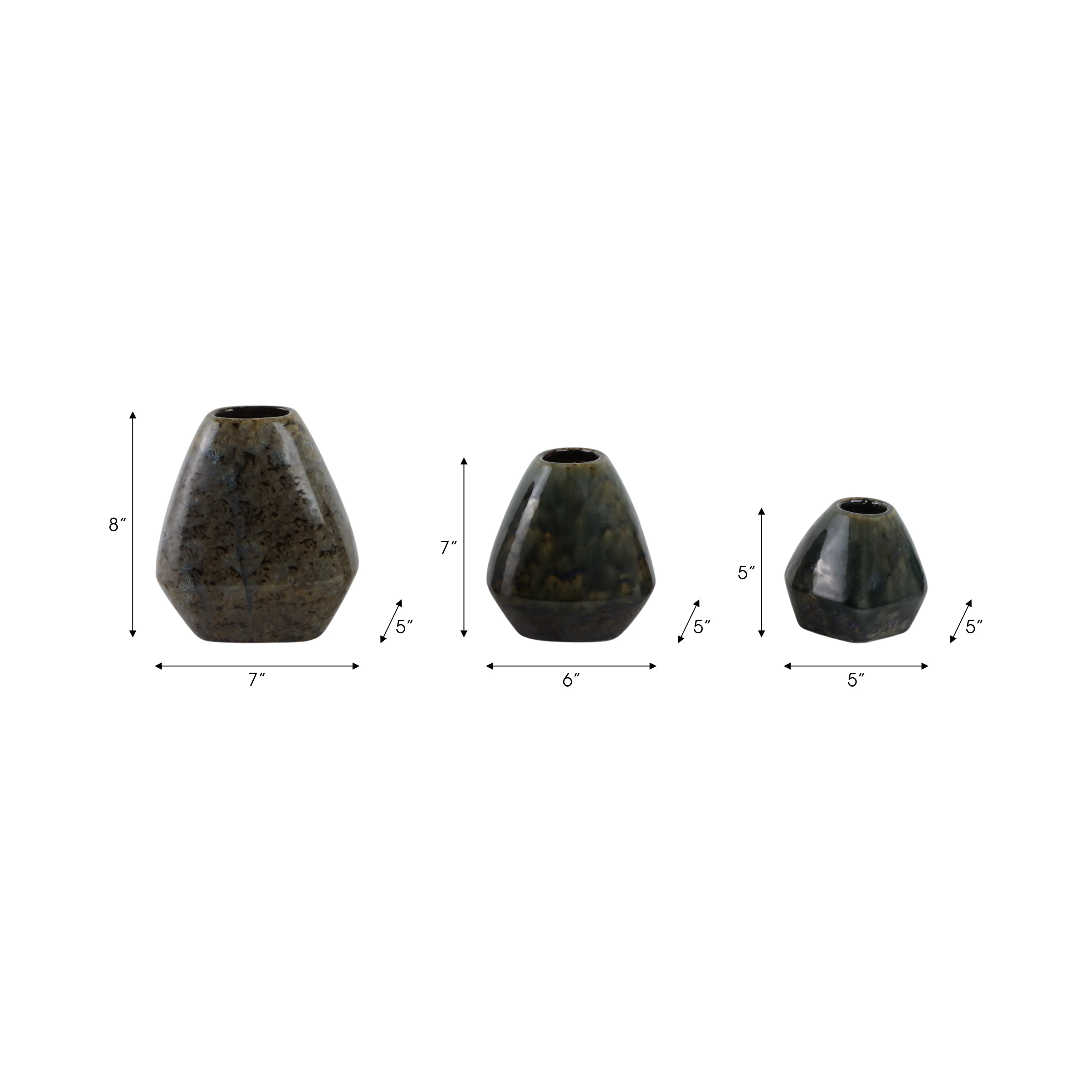 S/3 5/7/8" Tacoma Ceramic Vases