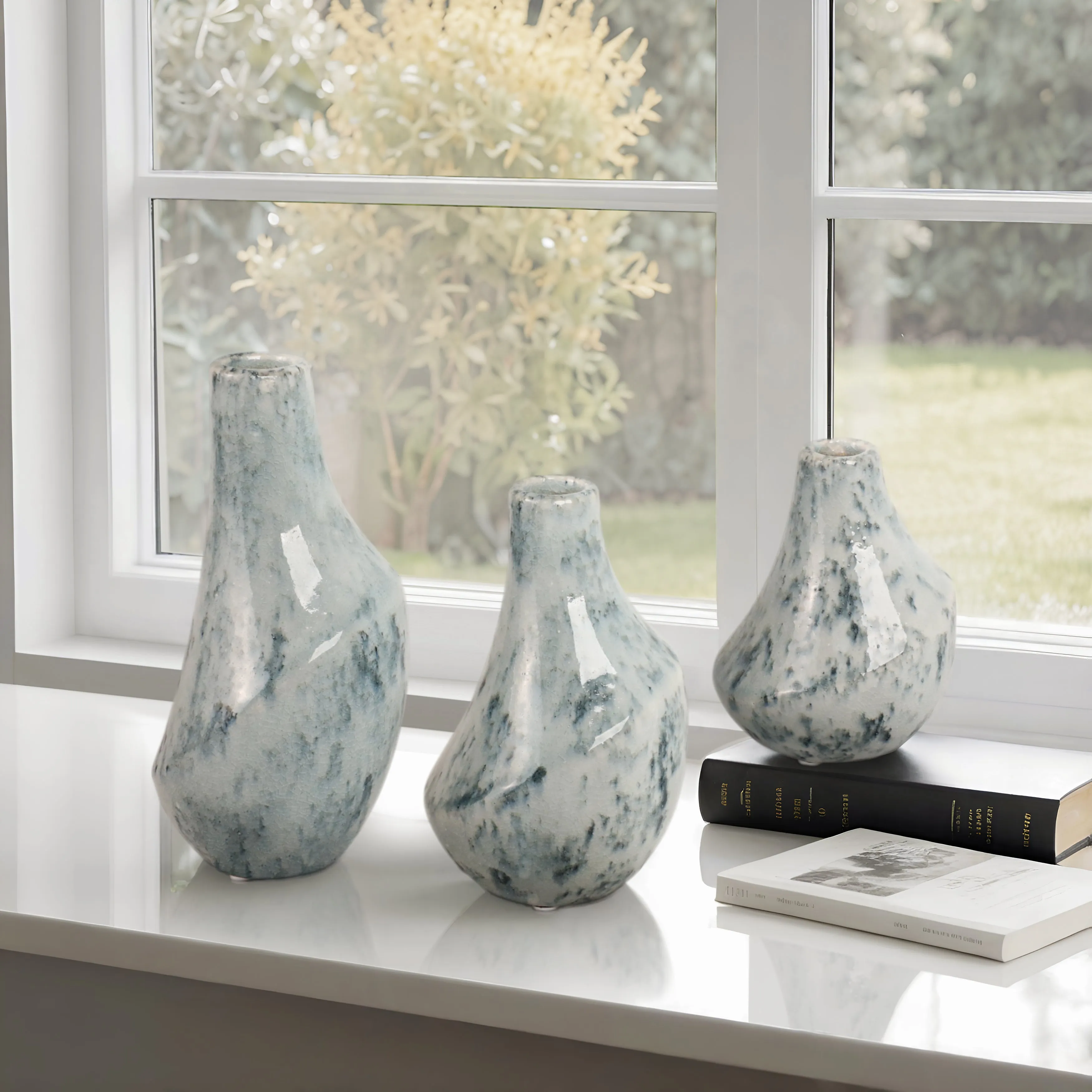 S/3 5/7/9" Klamath Ceramic Vases, Multi