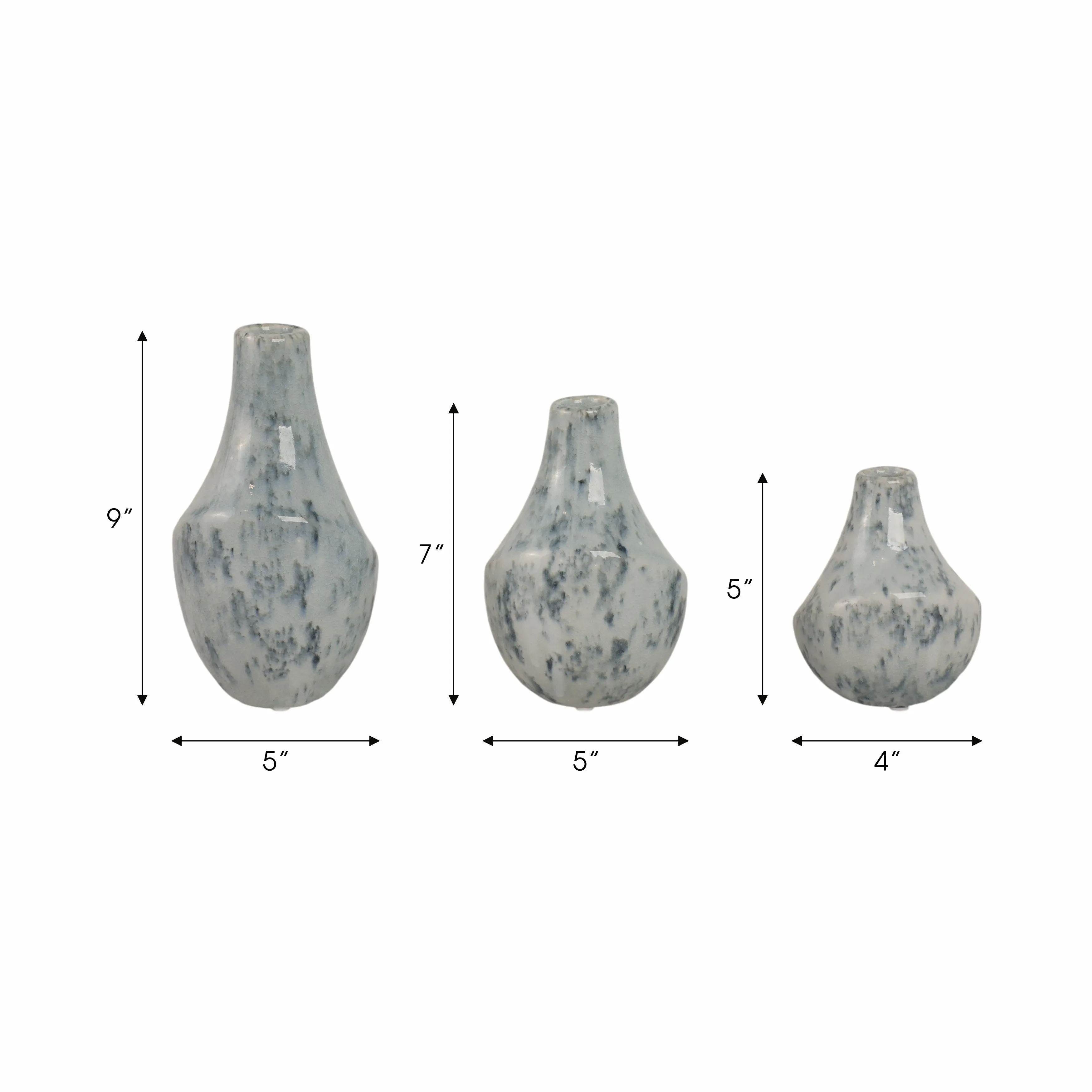 S/3 5/7/9" Klamath Ceramic Vases, Multi