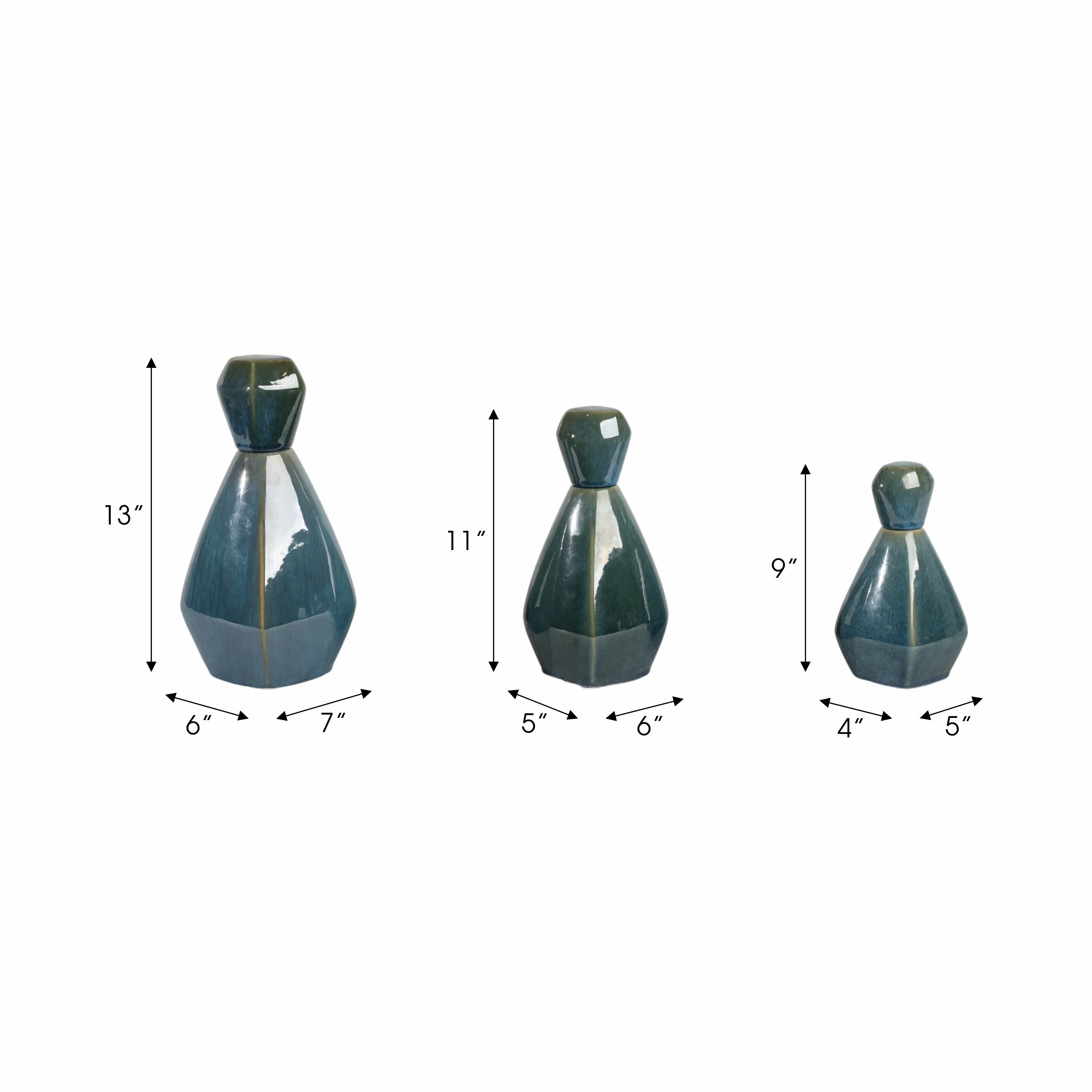 S/3 9/11/13" Corvallis Ceramic Bottles
