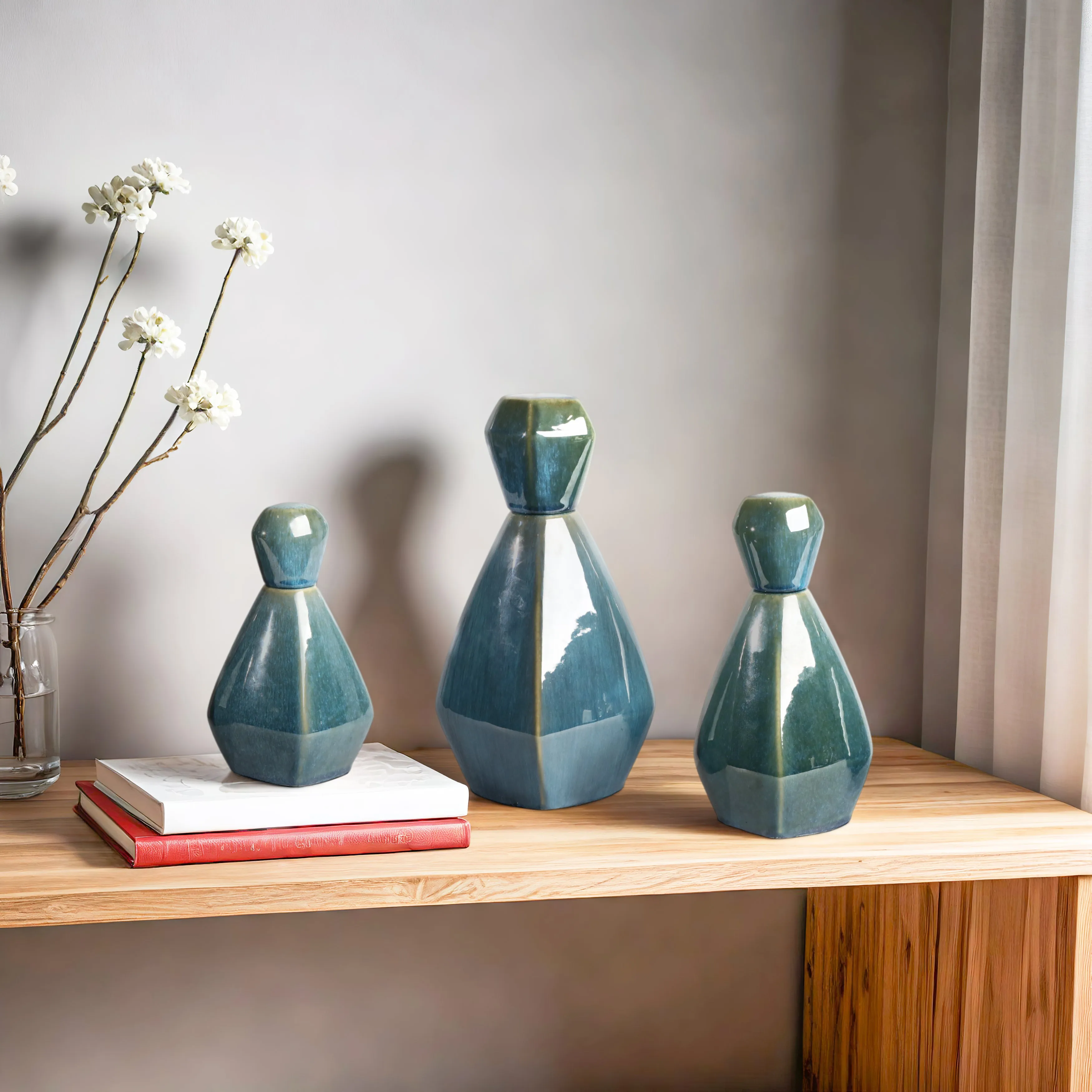S/3 9/11/13" Corvallis Ceramic Bottles