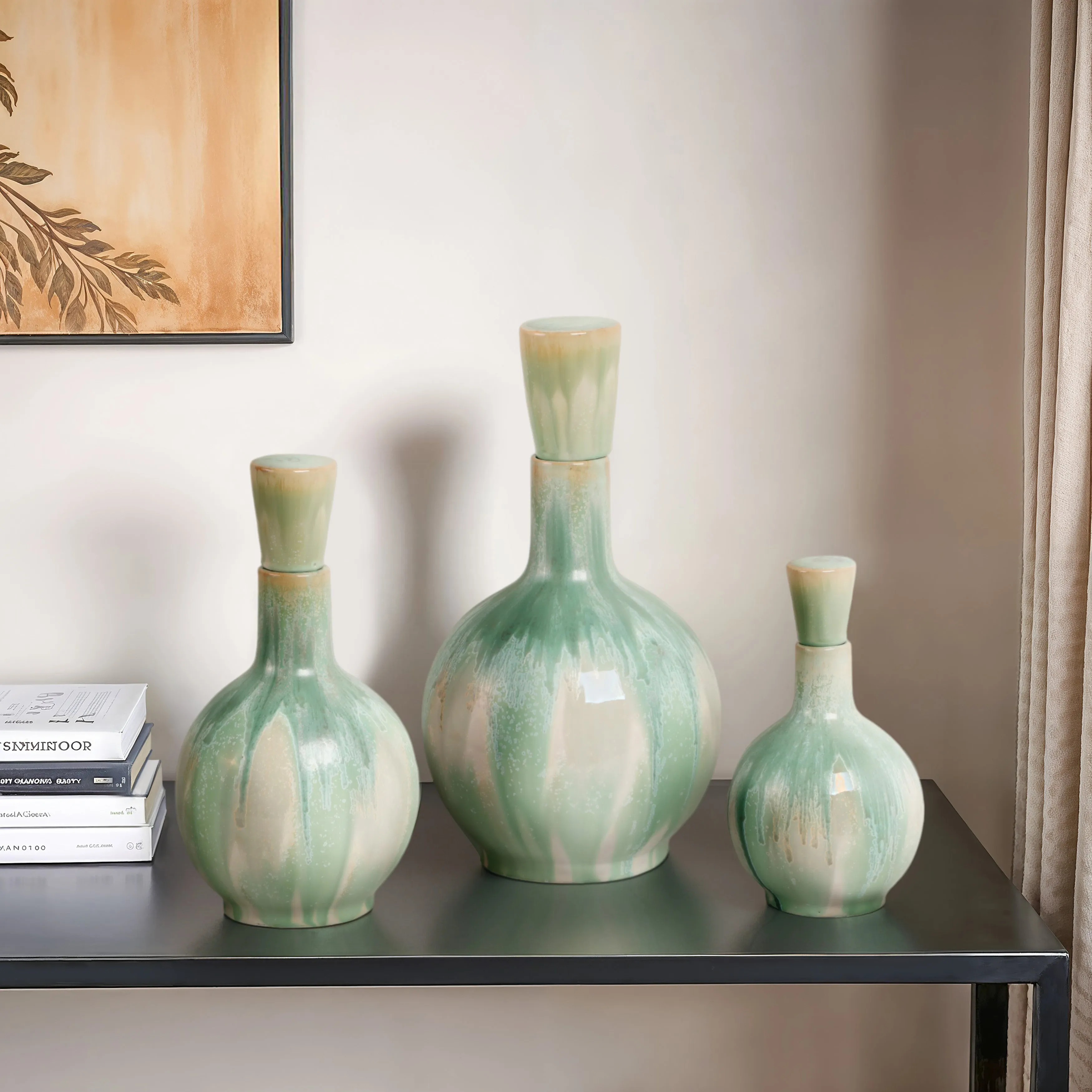 S/3 9/12/14" Sherwood Ceramic Bottles