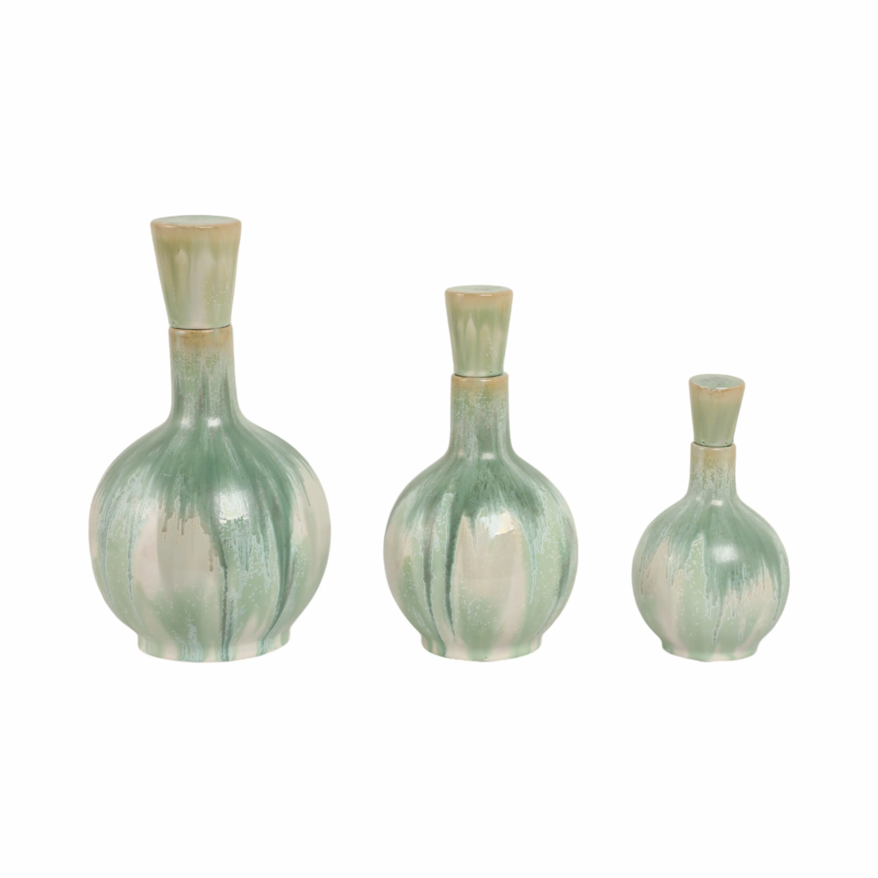 S/3 9/12/14" Sherwood Ceramic Bottles