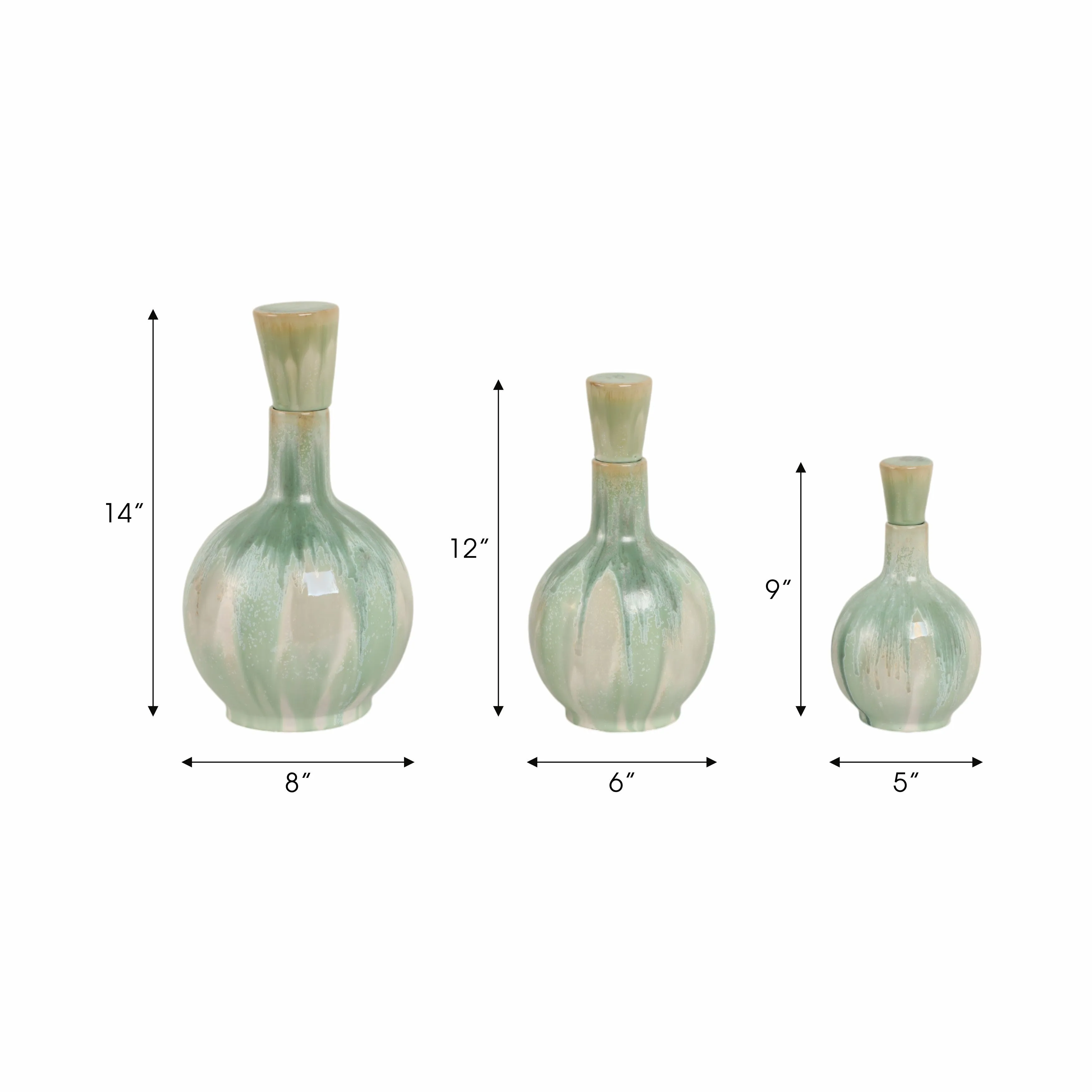 S/3 9/12/14" Sherwood Ceramic Bottles