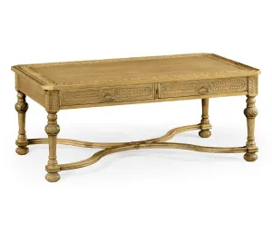 Sherwood Oak Collection - Natural Oak Chip Carved Rectangular Coffee Table