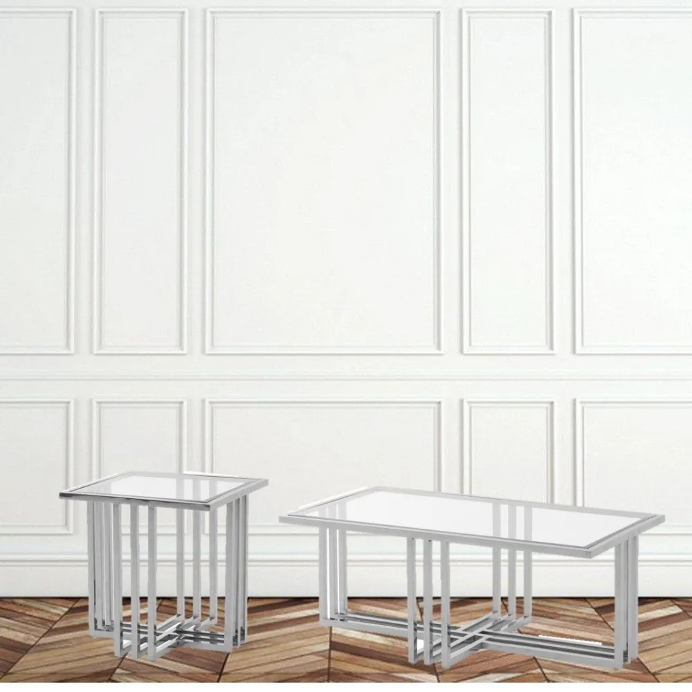 Shiny Silver End Table