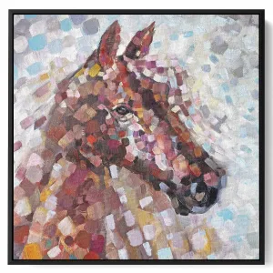 Square Canvas Wall Art Stretched Over Wooden Frame with Black Floating Frame and A Strike Of Colour Painting