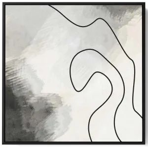 Square Canvas Wall Art Stretched Over Wooden Frame with Black Floating Frame and Abstract Painting Art