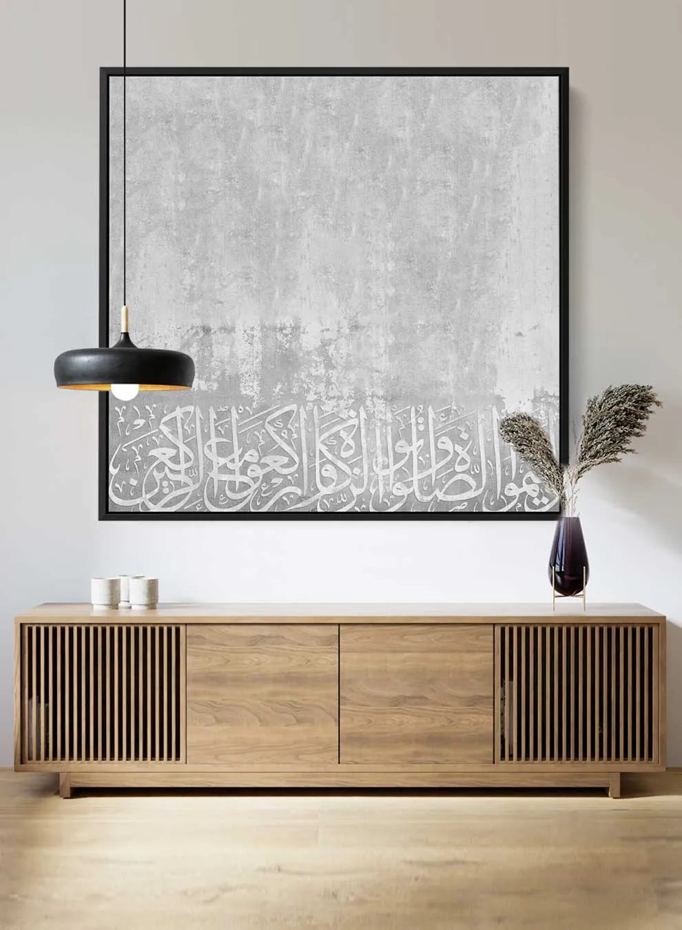 Square Canvas Wall Art Stretched Over Wooden Frame with Black Floating Frame and Ice Mountain Painting
