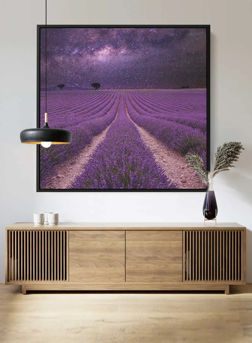 Square Canvas Wall Art Stretched Over Wooden Frame with Black Floating Frame and Islamic Quran Surah An-Naml Painting