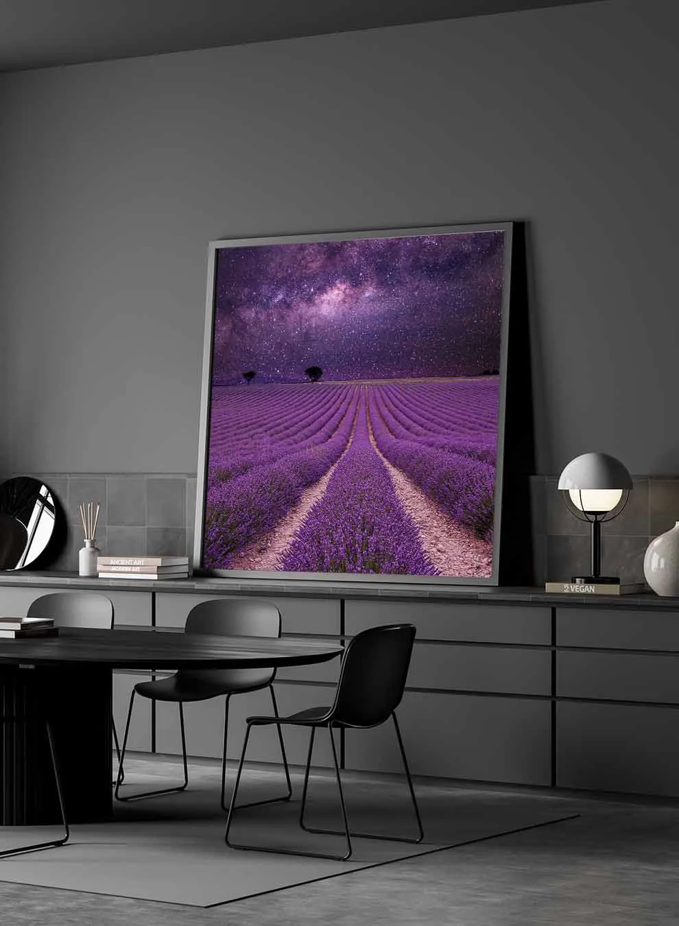 Square Canvas Wall Art Stretched Over Wooden Frame with Black Floating Frame and Islamic Quran Surah An-Naml Painting