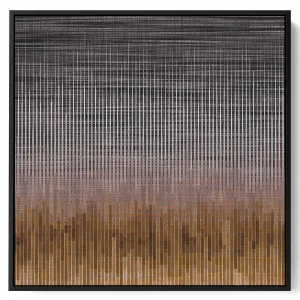 Square Canvas Wall Art Stretched Over Wooden Frame with Black Floating Frame and Maze Abstract Painting
