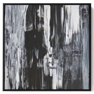 Square Canvas Wall Art Stretched Over Wooden Frame with Black Floating Frame and Sand Dunes Painting