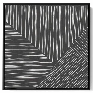 Square Canvas Wall Art Stretched Over Wooden Frame with Black Floating Frame and Trendy Abstract Painting37