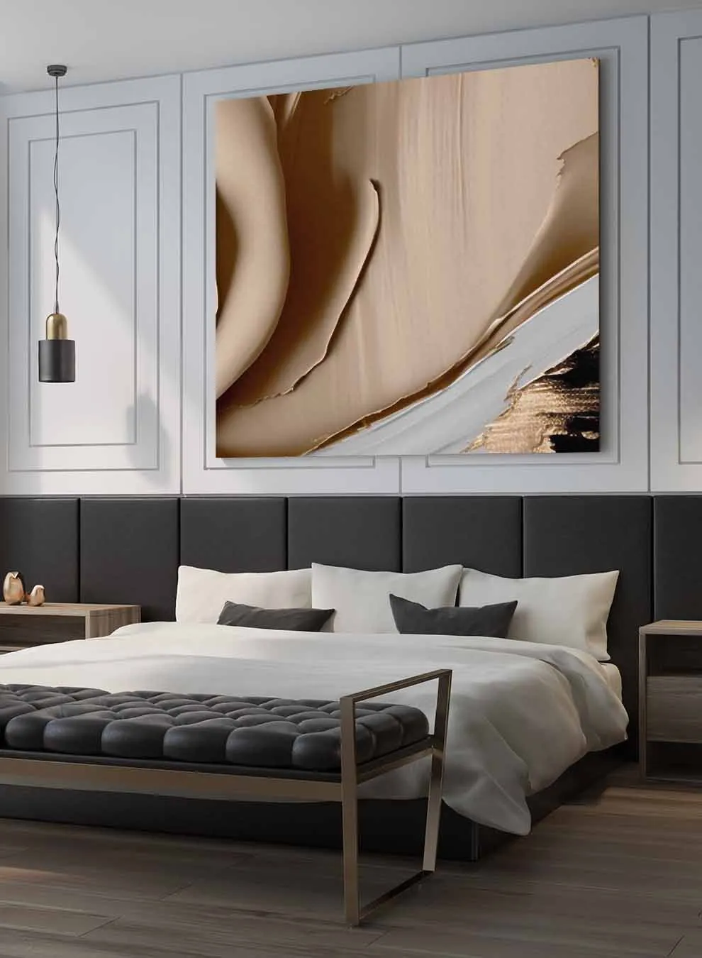 Square Canvas Wall Art Stretched Over Wooden Frame with Gold Floating Frame and Horse Oil Painting