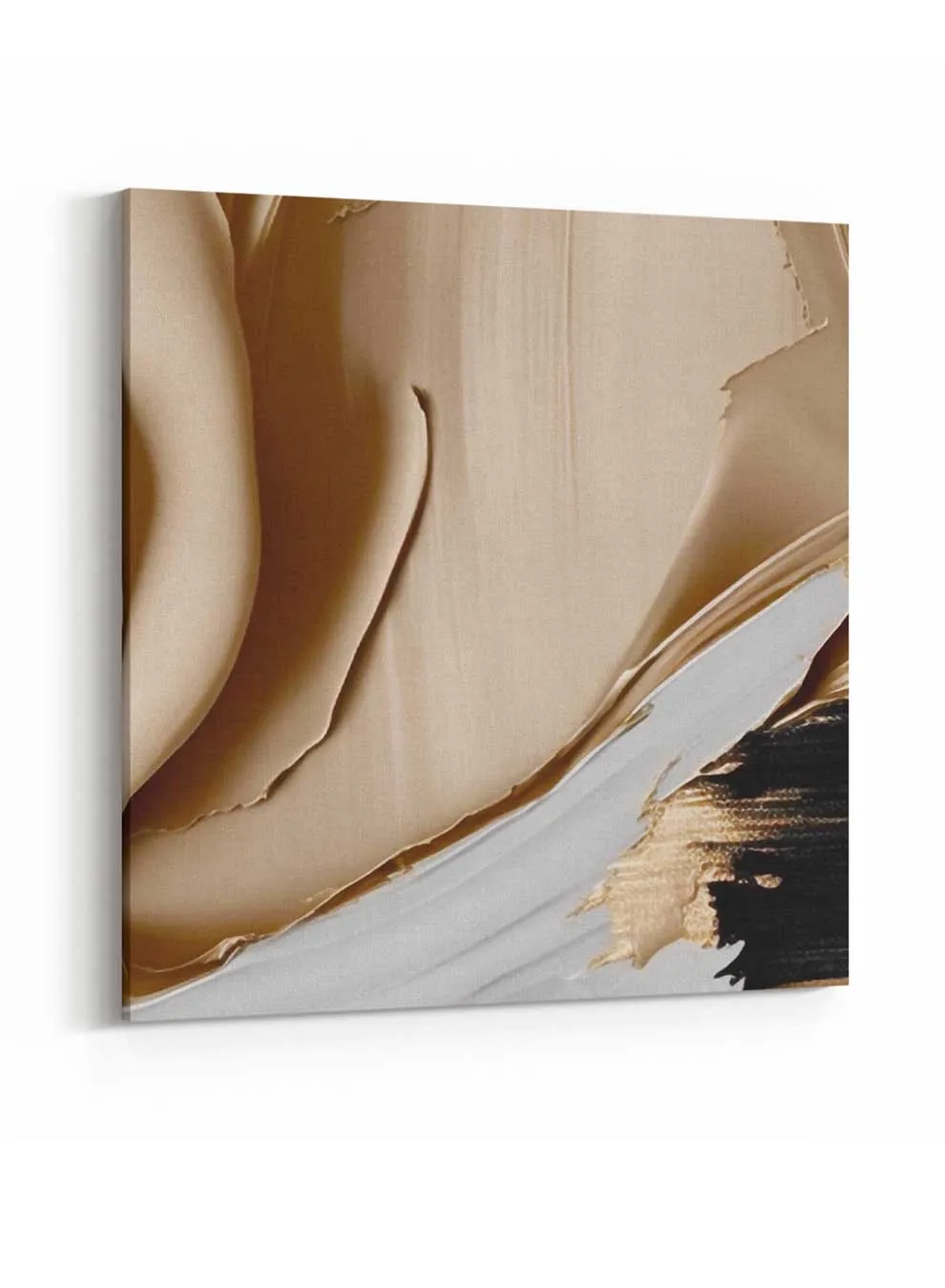 Square Canvas Wall Art Stretched Over Wooden Frame with Gold Floating Frame and Horse Oil Painting