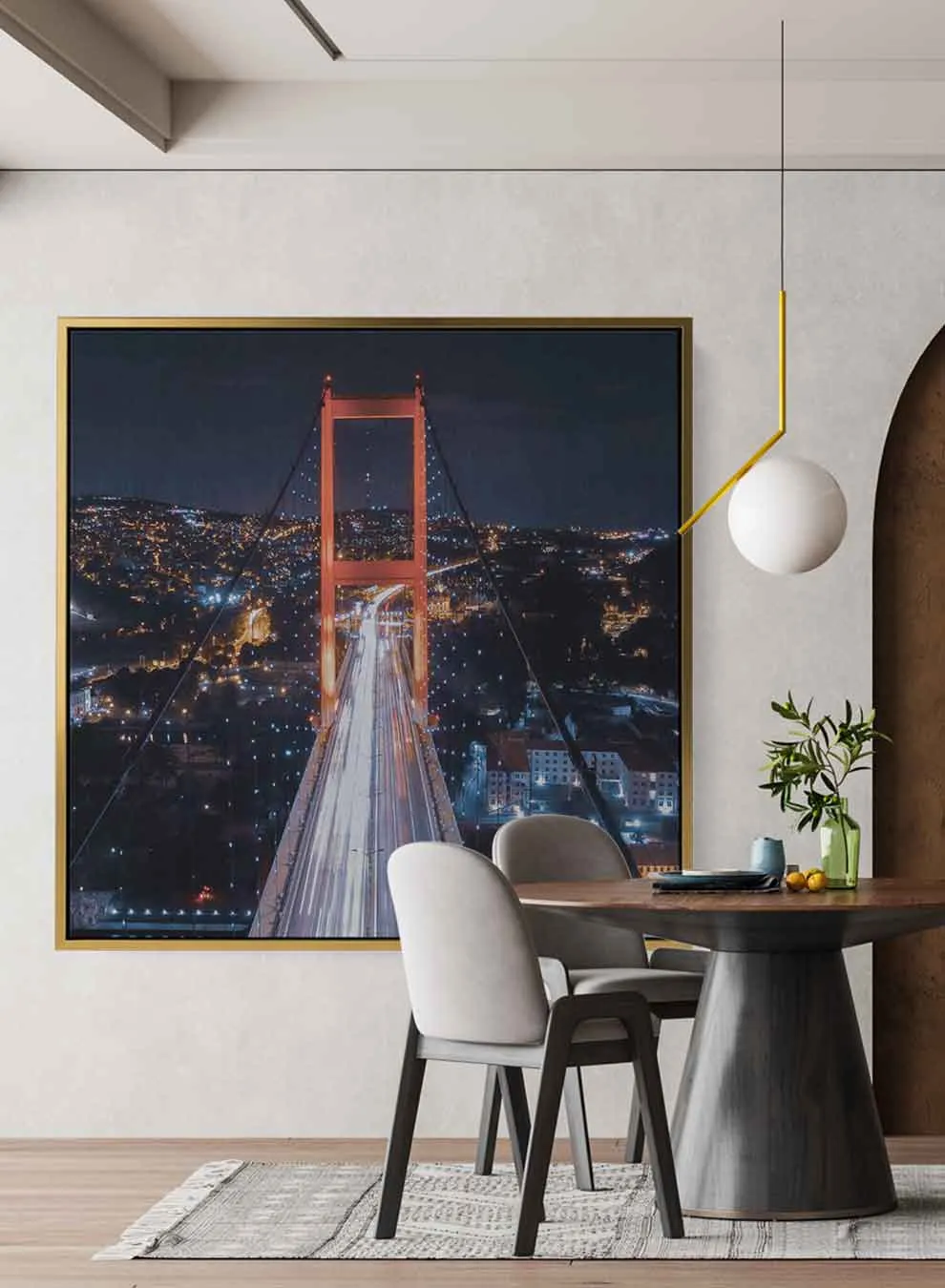Square Canvas Wall Art Stretched Over Wooden Frame with Gold Floating Frame and Luxury Flower Art Painting