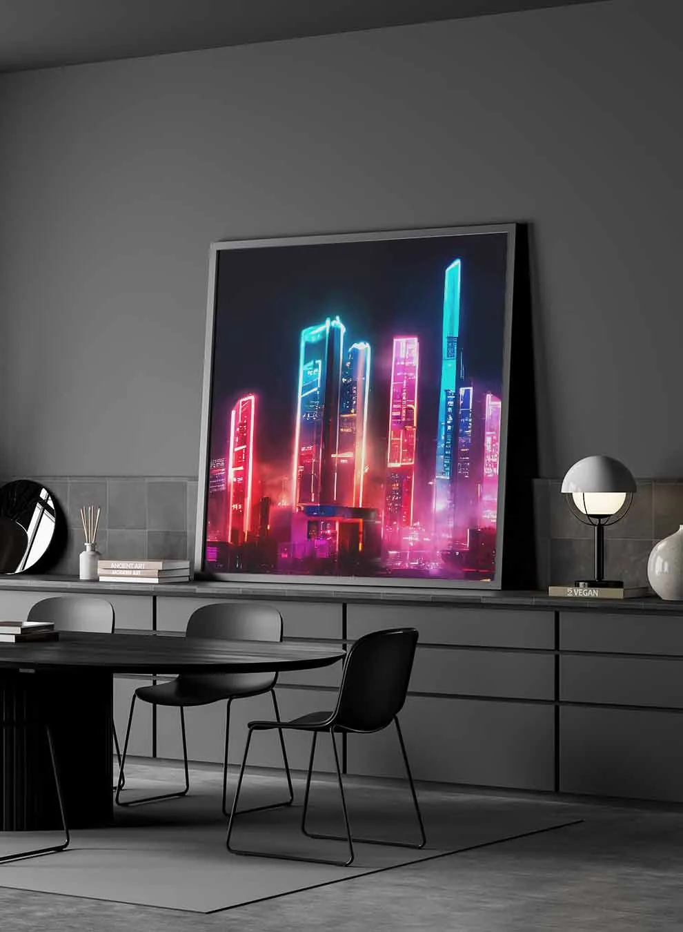 Square Canvas Wall Art Stretched Over Wooden Frame with Gold Floating Frame and New York City Painting