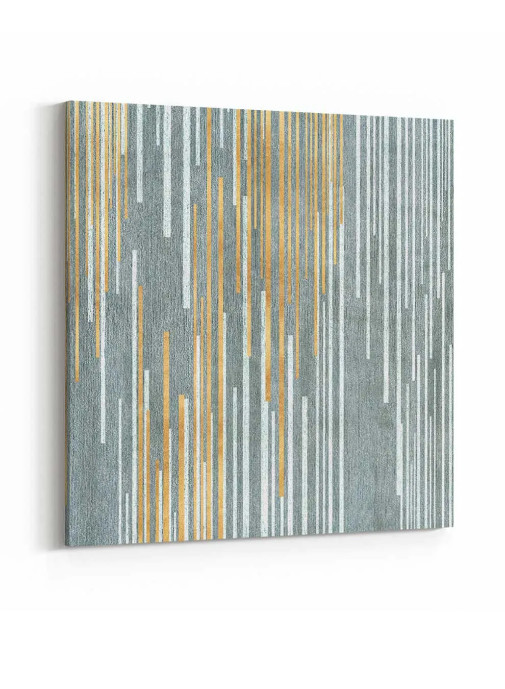 Square Canvas Wall Art Stretched Over Wooden Frame with Gold Floating Frame and Wild Horse Abstract Painting