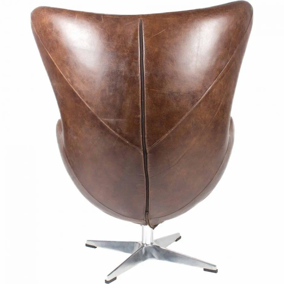 St Anne Swivel Club Chair Dark Brown Leather