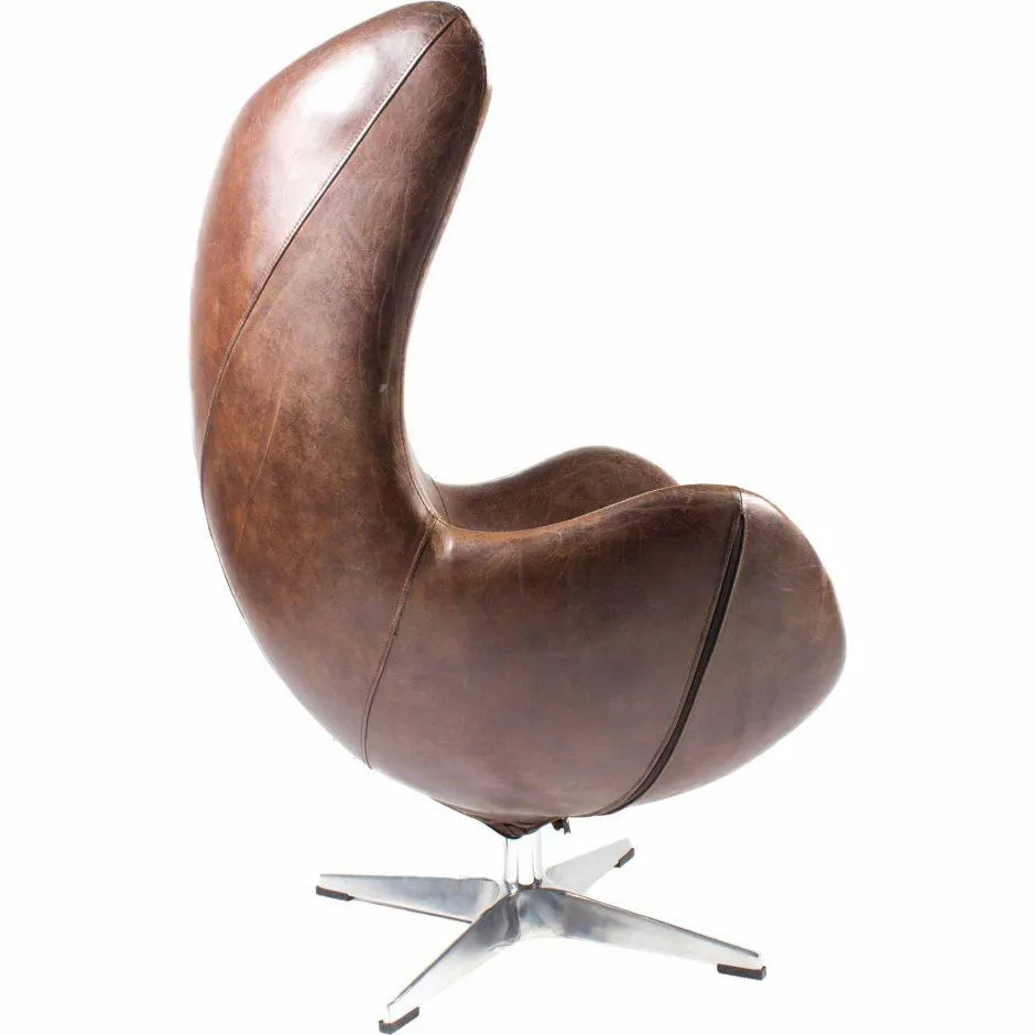 St Anne Swivel Club Chair Dark Brown Leather