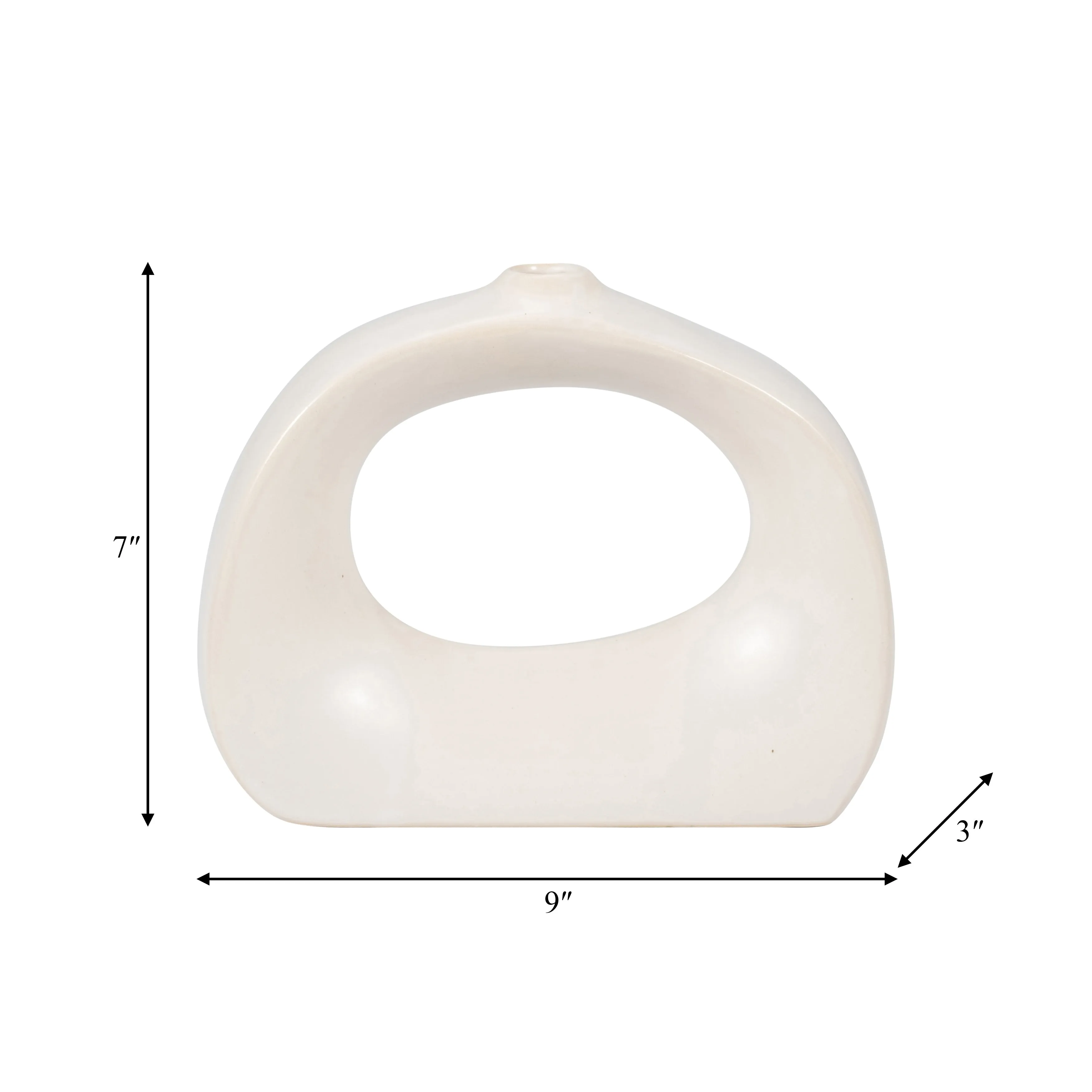 STONEWARE 7" CURVY CUT-OUT VASE, COTTON