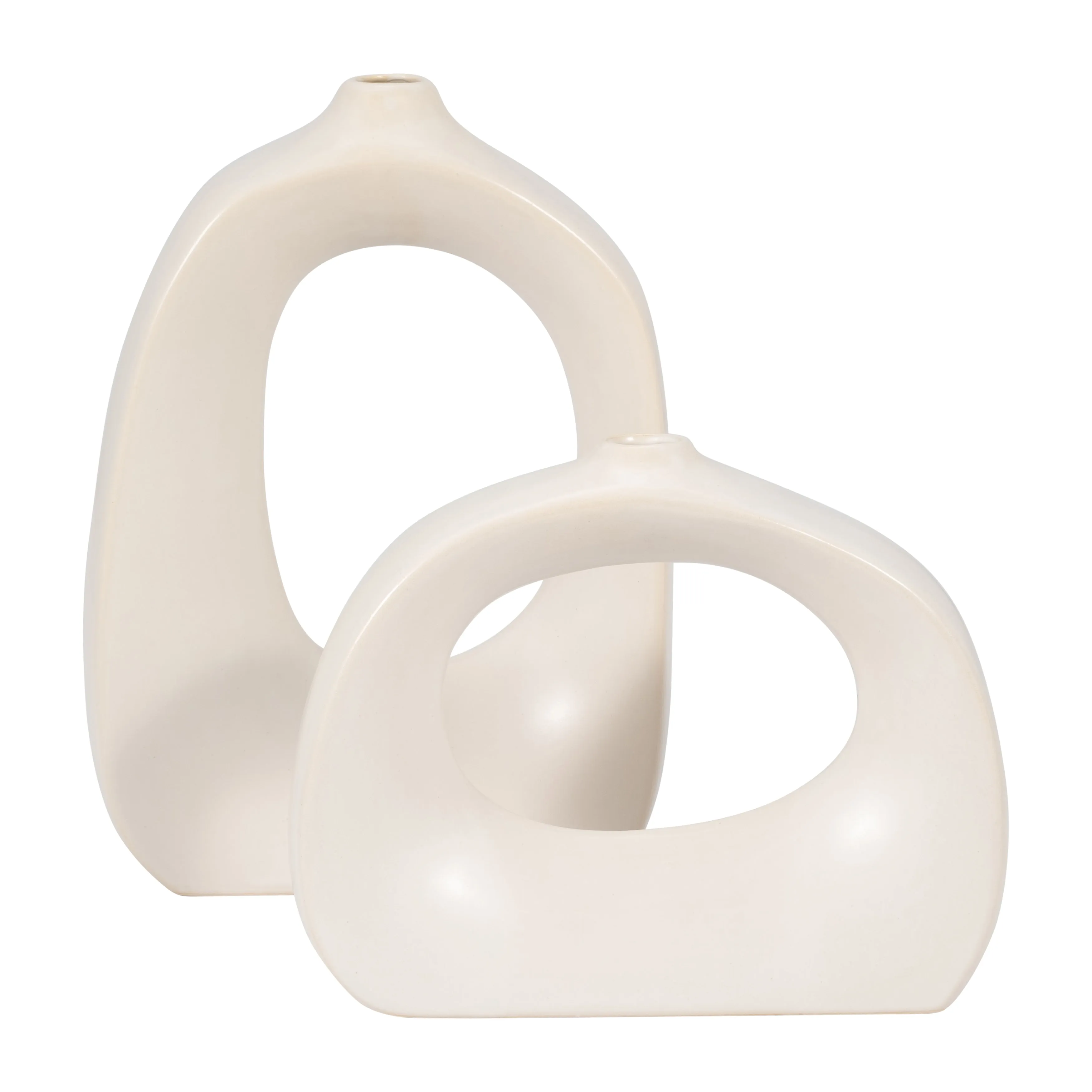 STONEWARE 7" CURVY CUT-OUT VASE, COTTON