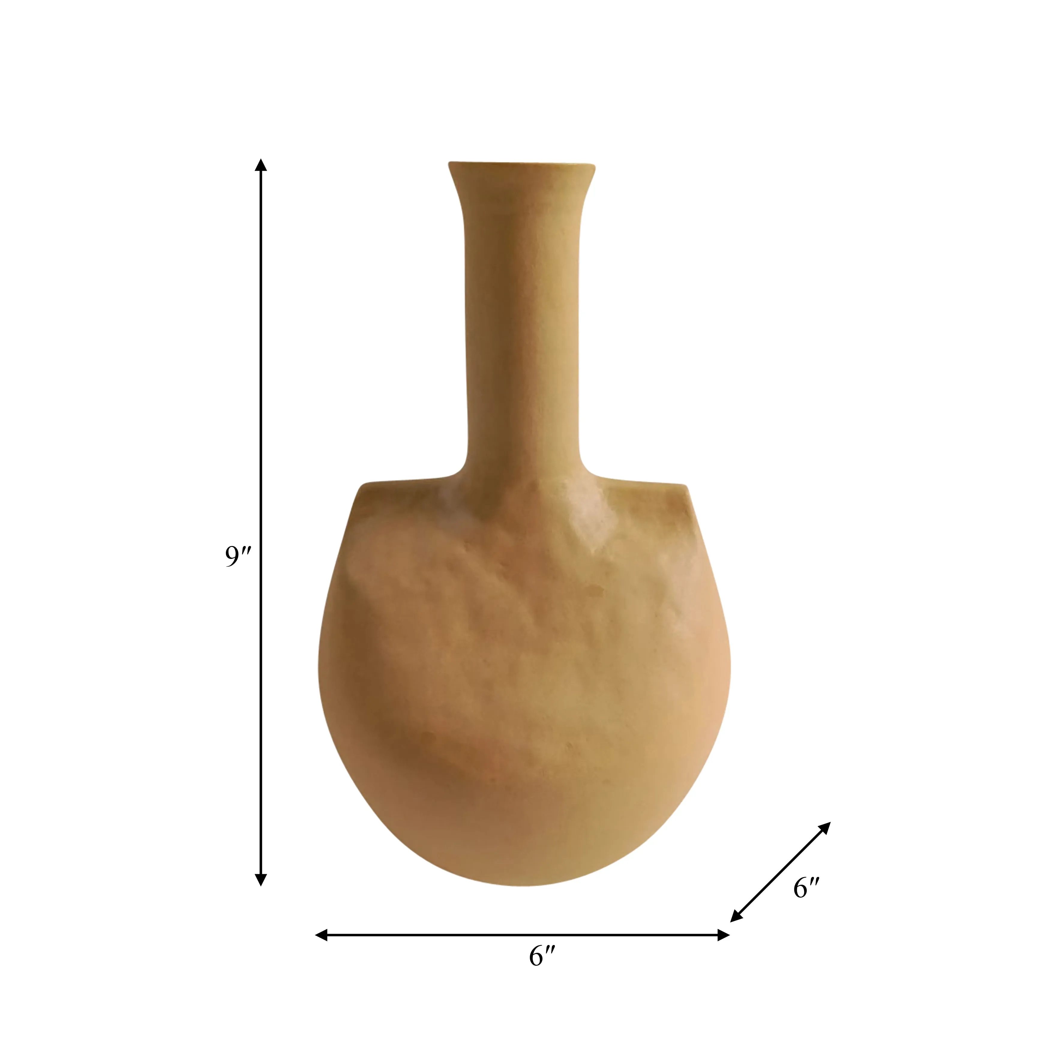 STONEWARE, 9" ADOBE VASE, MUSTARD