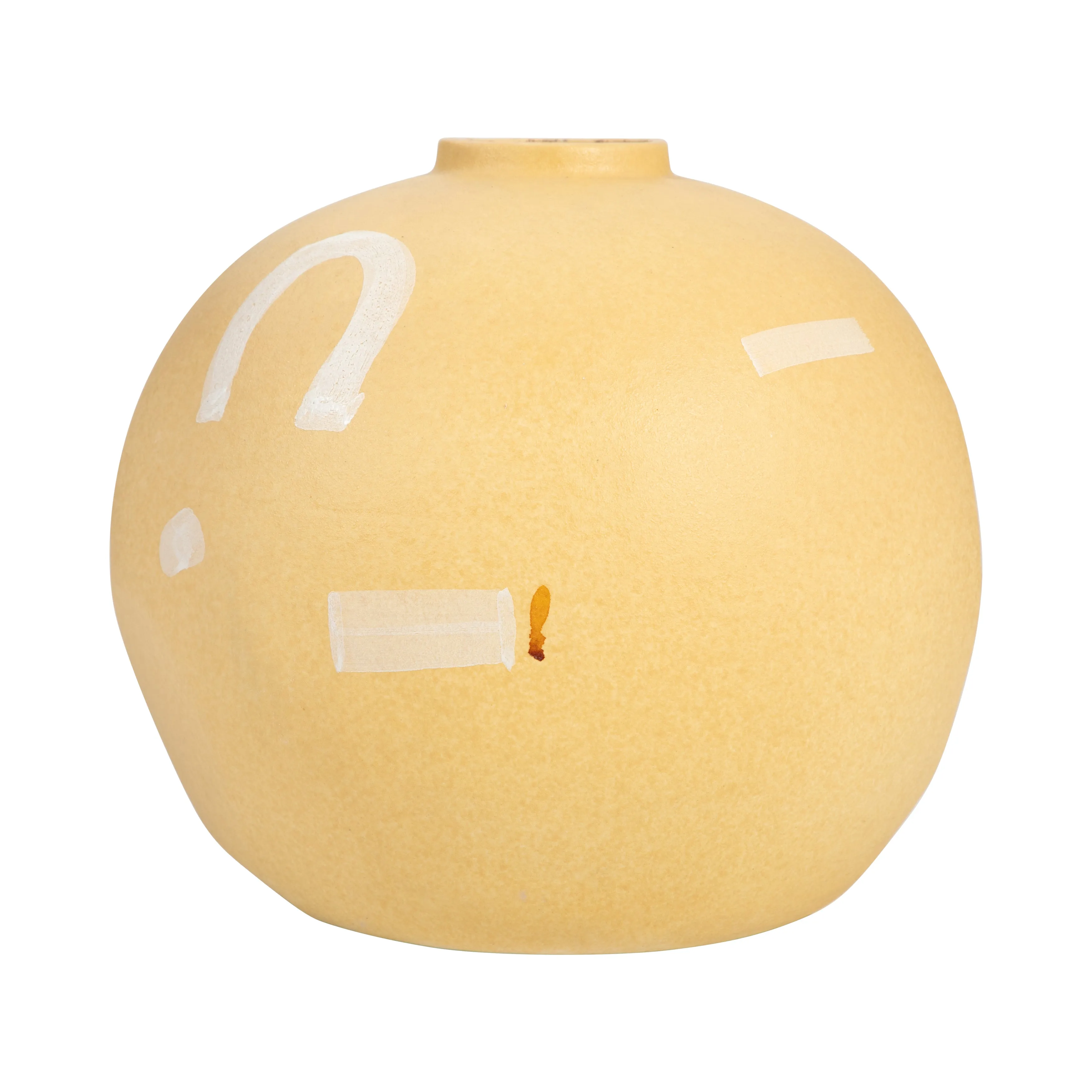 STONEWARE, 9" AZTEC VASE, MUSTARD