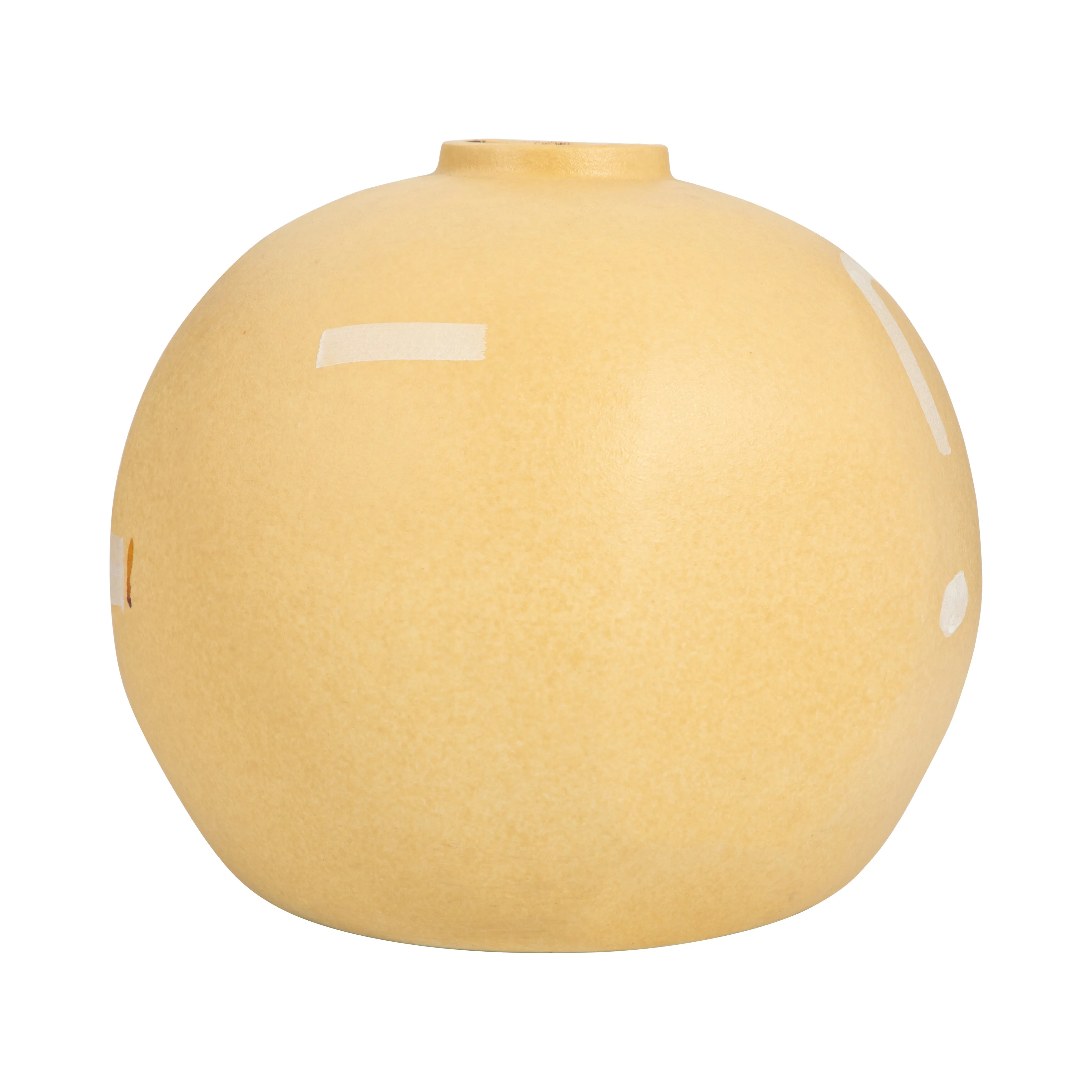 STONEWARE, 9" AZTEC VASE, MUSTARD