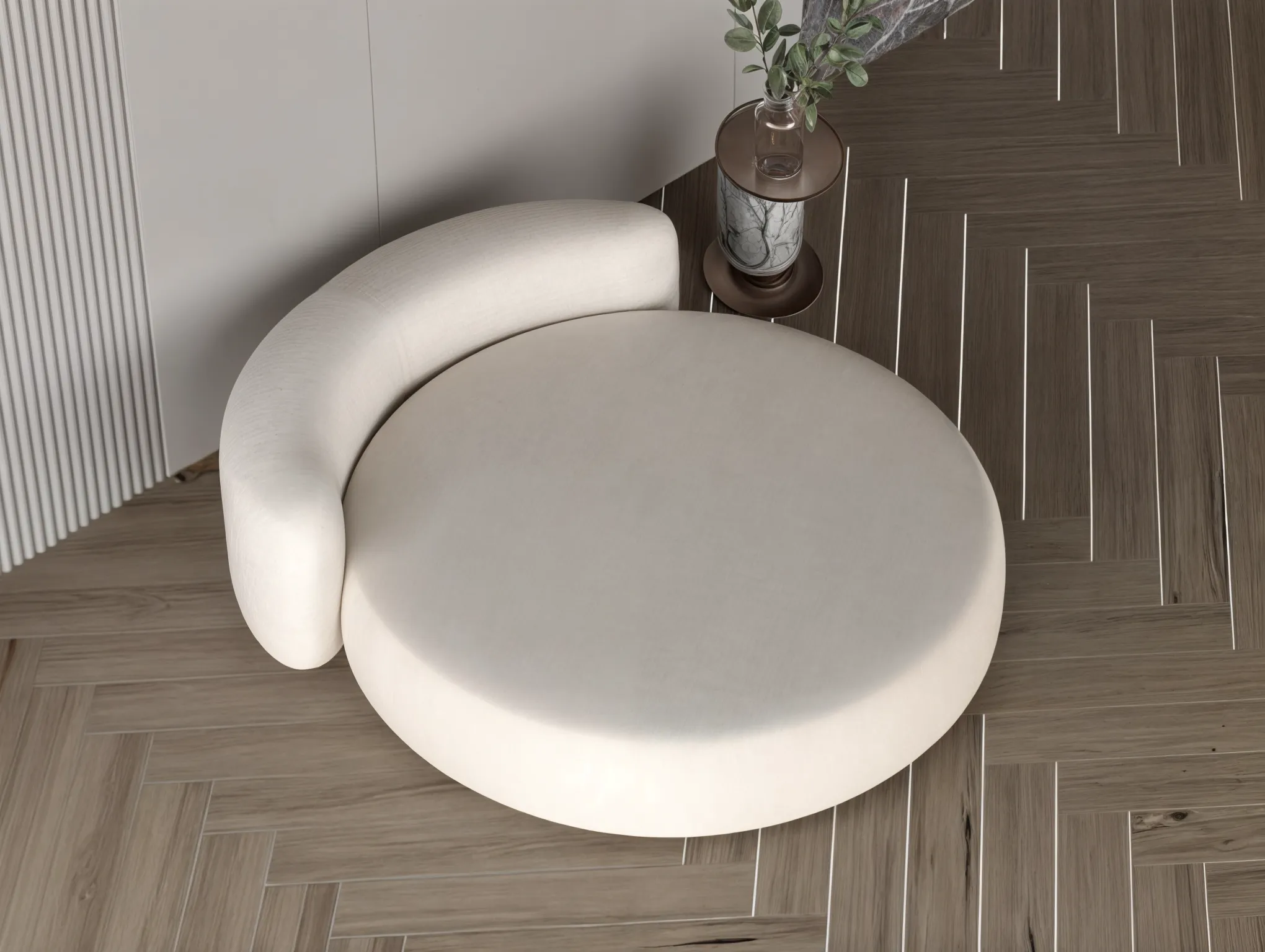 Sugar-colored Chanel fabric chair size 90x115x70 cm