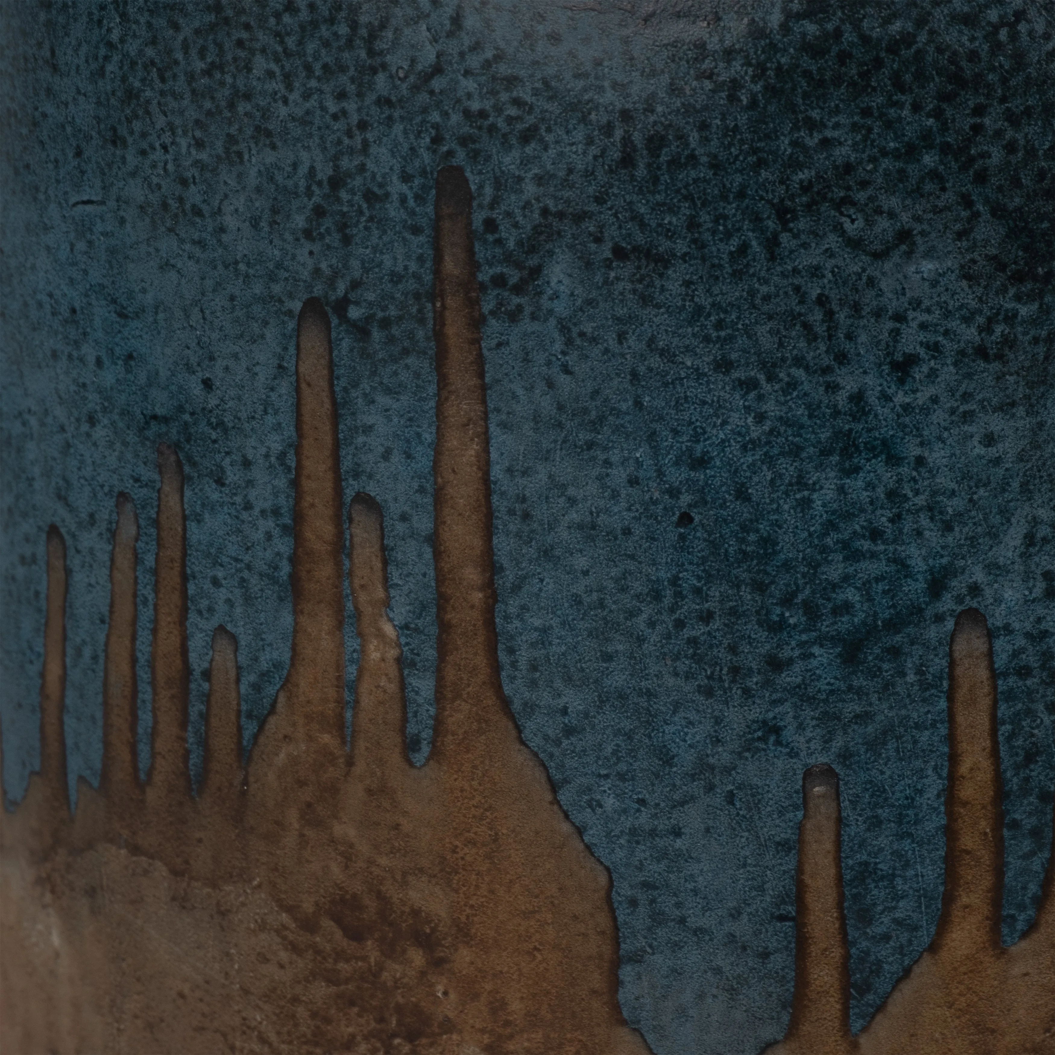 TERRACOTTA, 14"H 2-TONE VASE, BLUE/IVORY