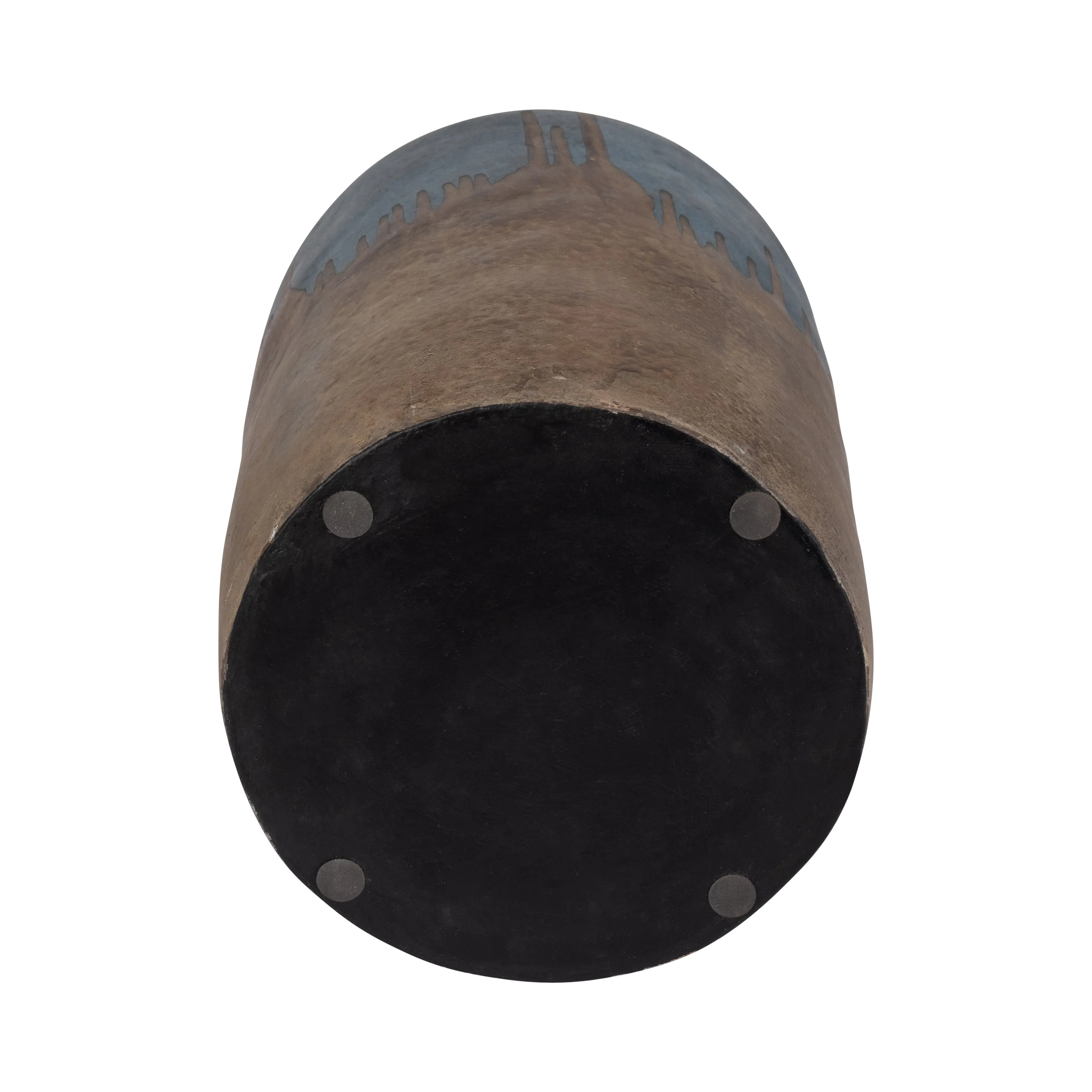 TERRACOTTA, 14"H 2-TONE VASE, BLUE/IVORY