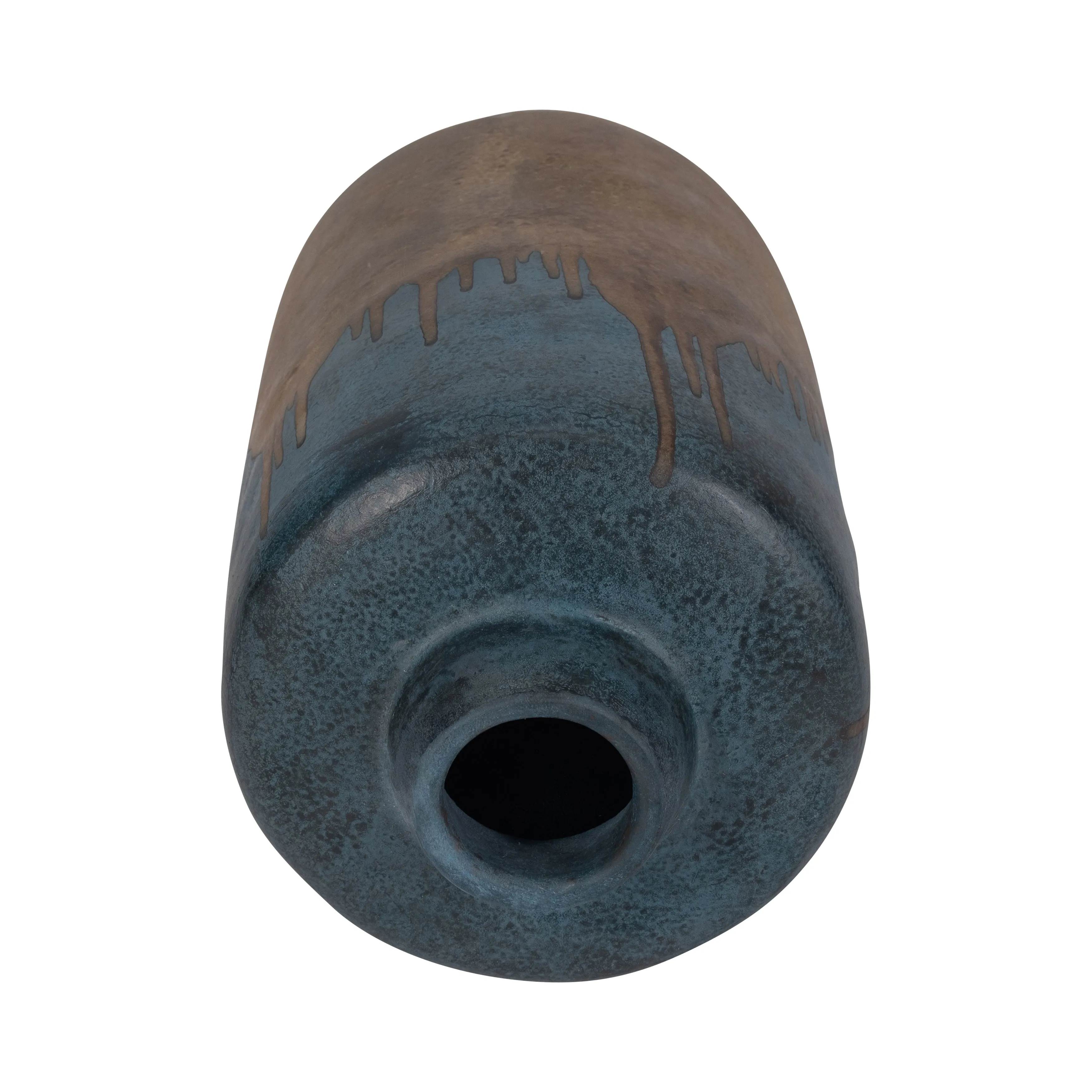 TERRACOTTA, 14"H 2-TONE VASE, BLUE/IVORY