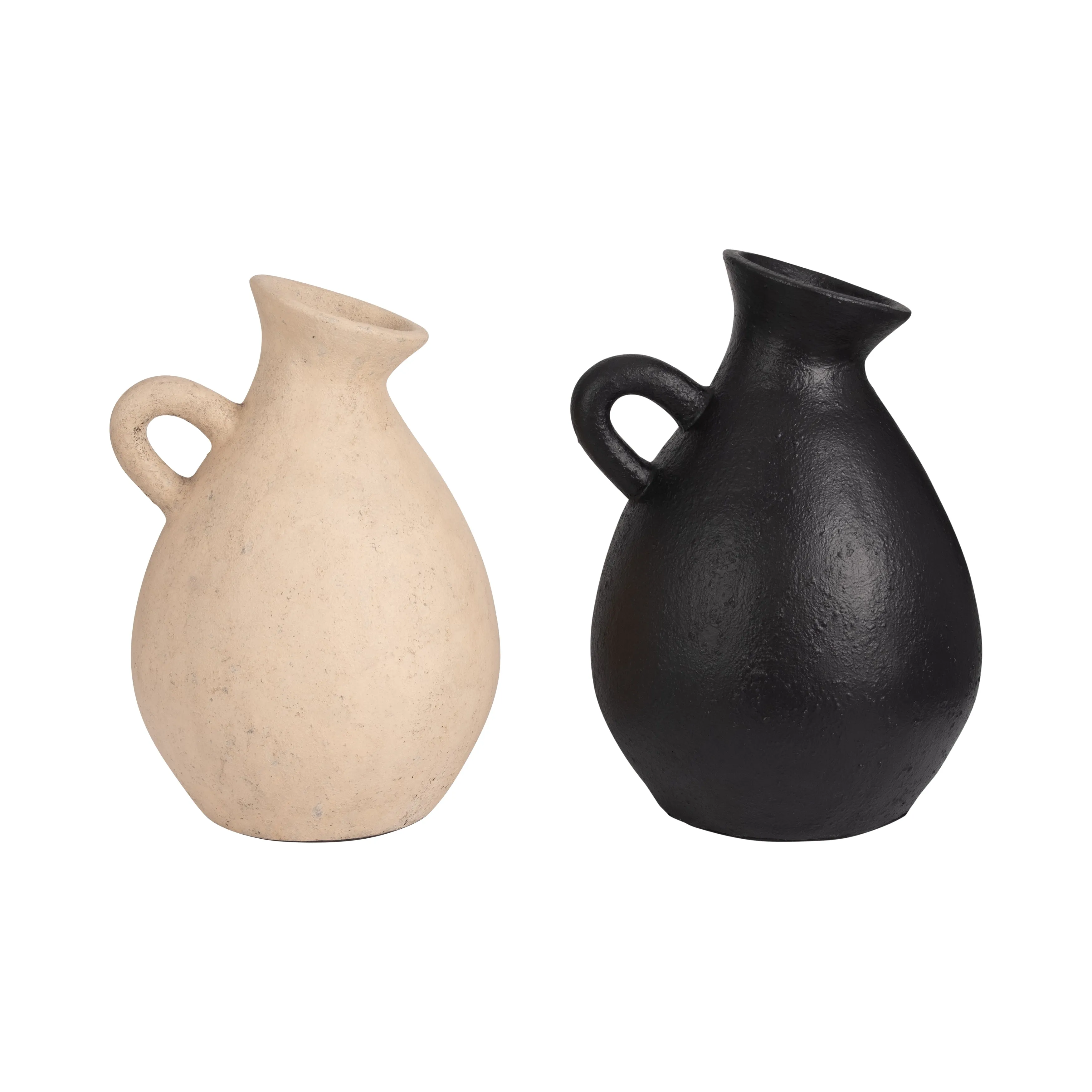 TERRACOTTA, 19" ORGANIC JUG WITH HANDLE, BLACK
