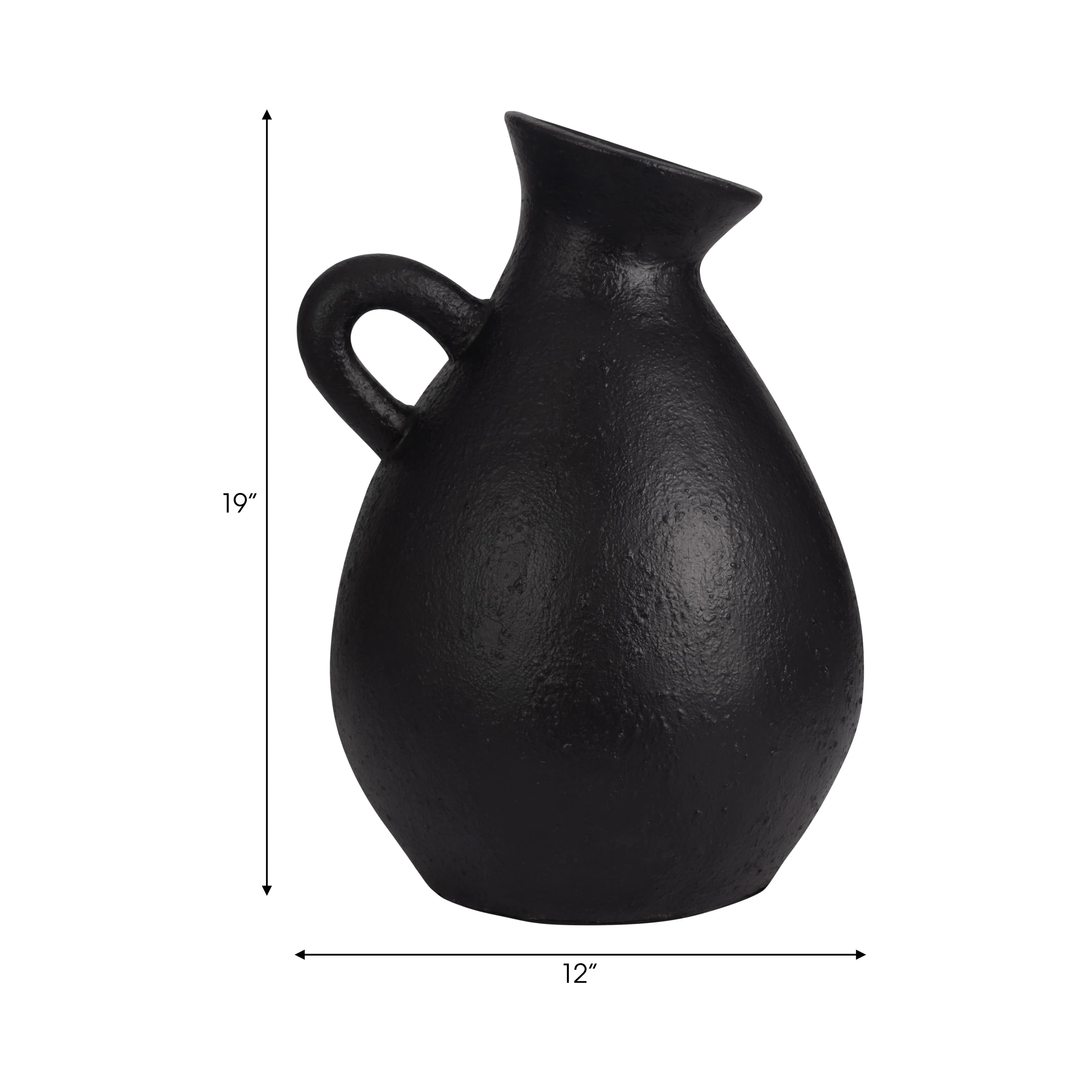 TERRACOTTA, 19" ORGANIC JUG WITH HANDLE, BLACK