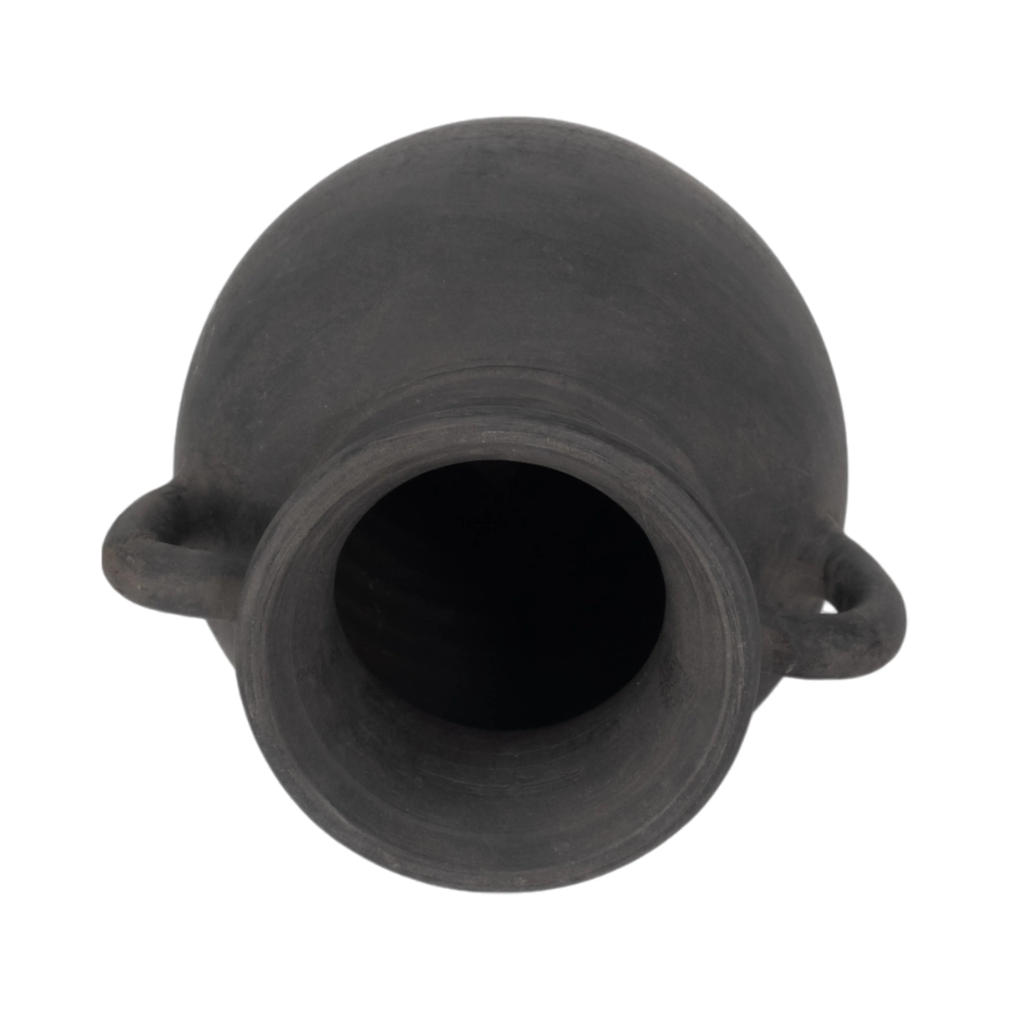 TERRACOTTA, 9" VASE WITH HANDLES, BLACK