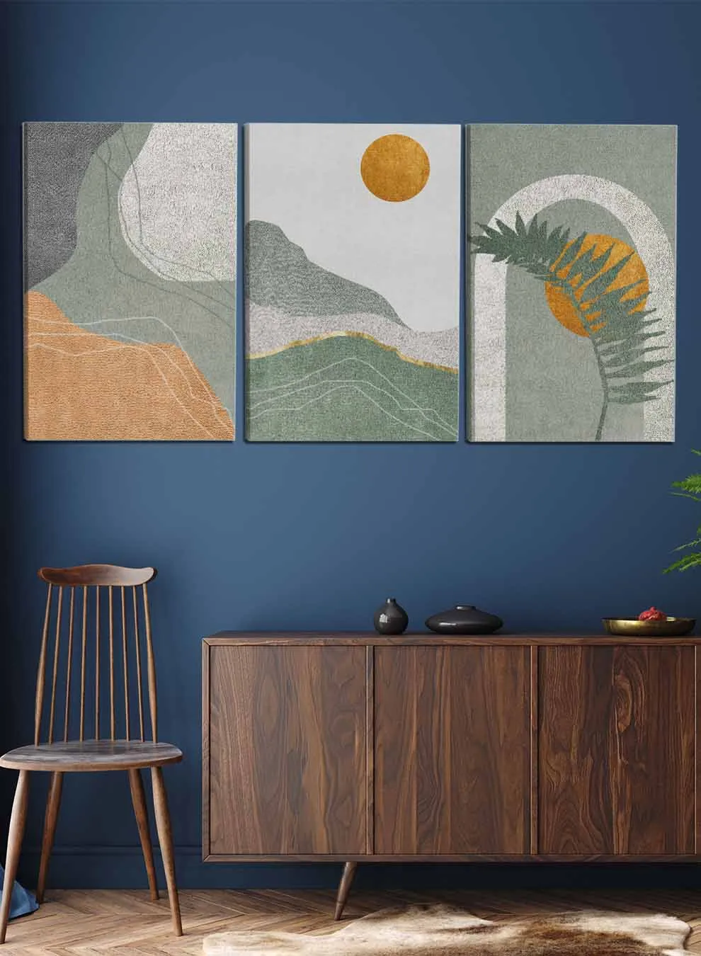 Tree and Moon Paintings(set of 3)