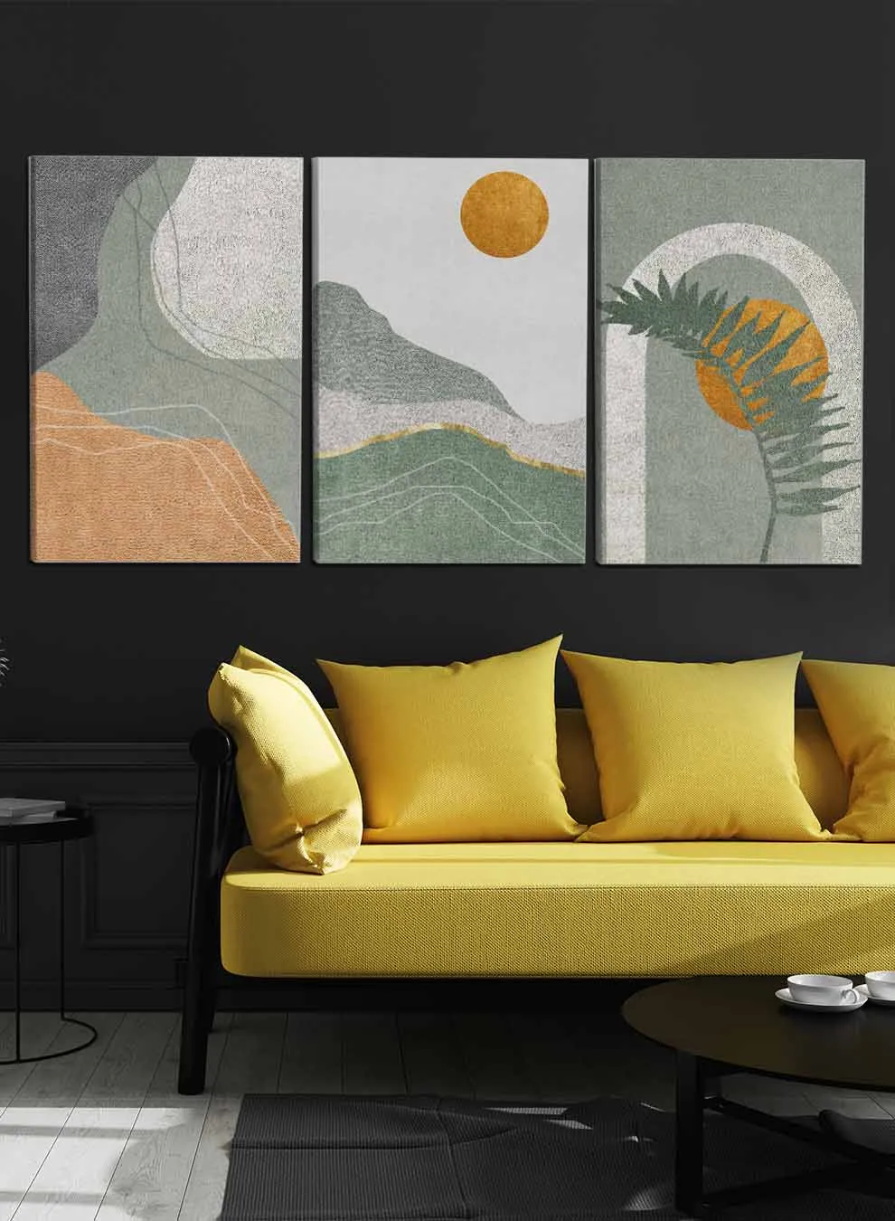 Tree and Moon Paintings(set of 3)