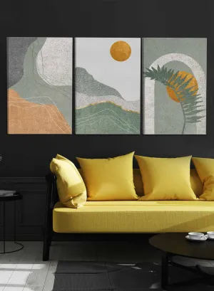 Tree and Moon Paintings(set of 3)