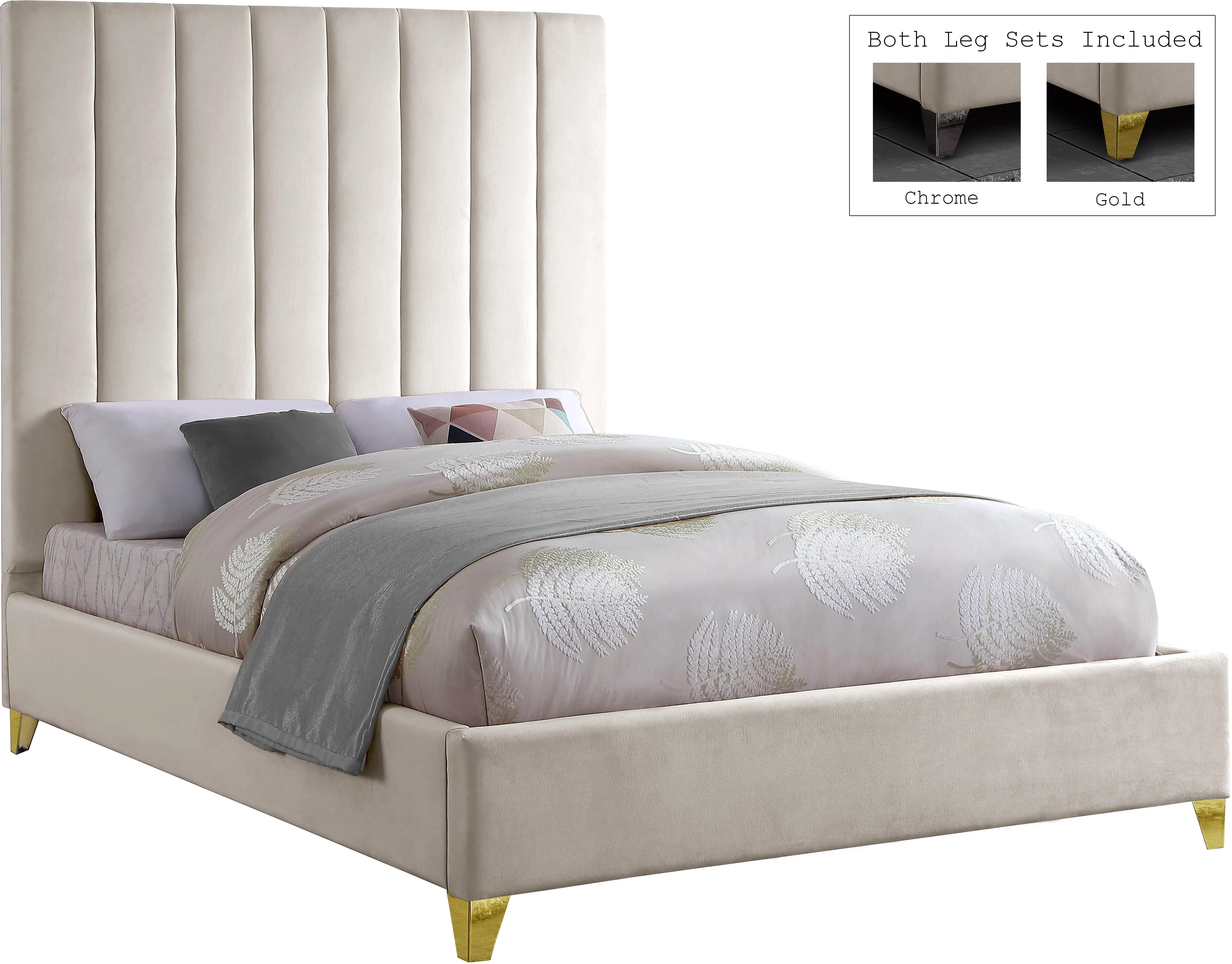 Via Cream Velvet Full Bed