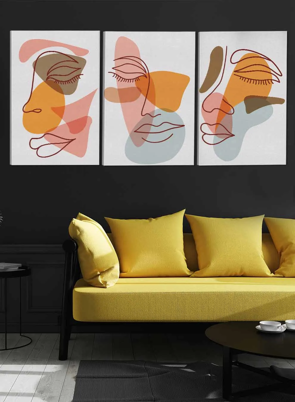 Woman Face Abstract Paintings(set of 3)